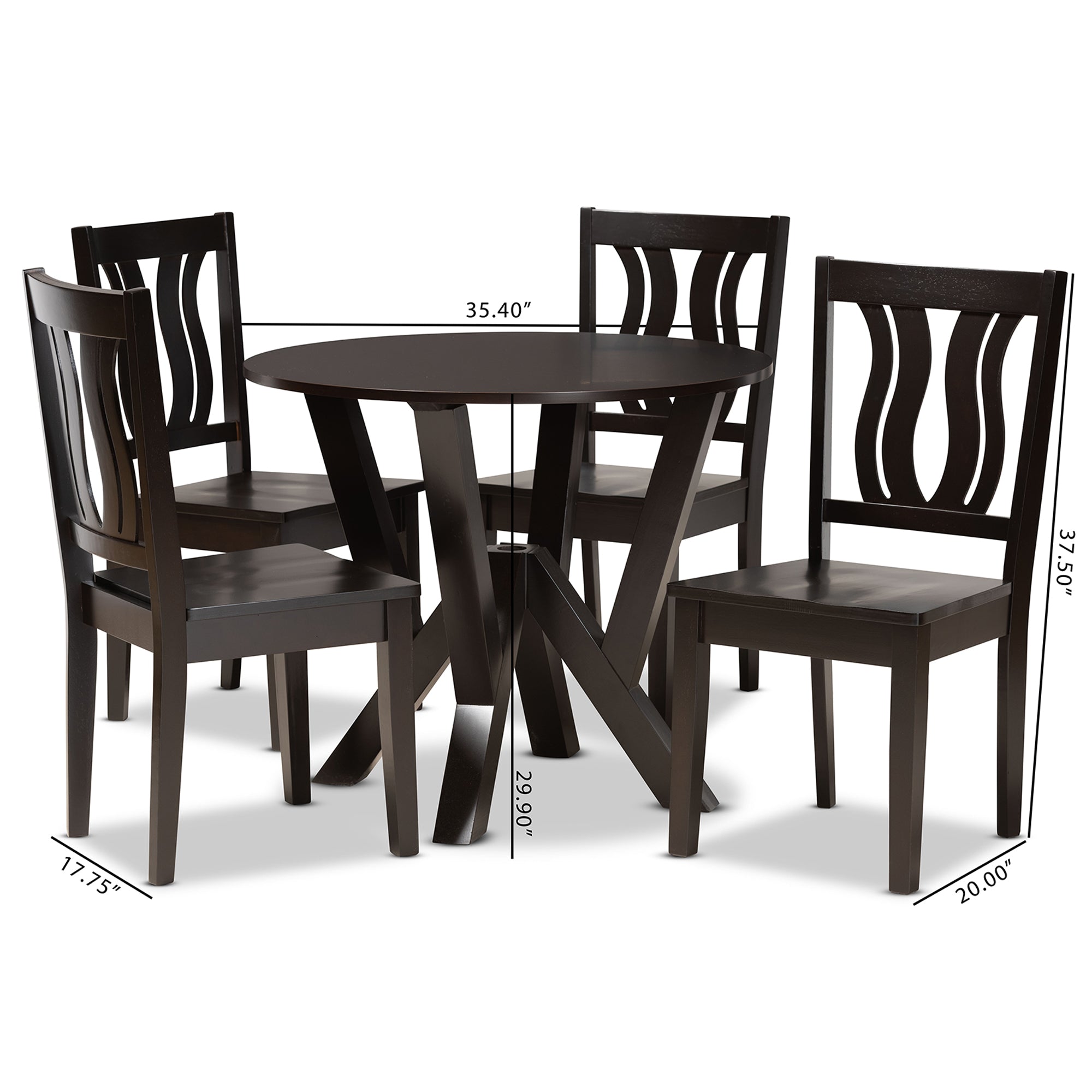 Baxton Studio Noelia Modern and Contemporary Transitional Dark Brown Finished Wood 5-Piece Dining Set