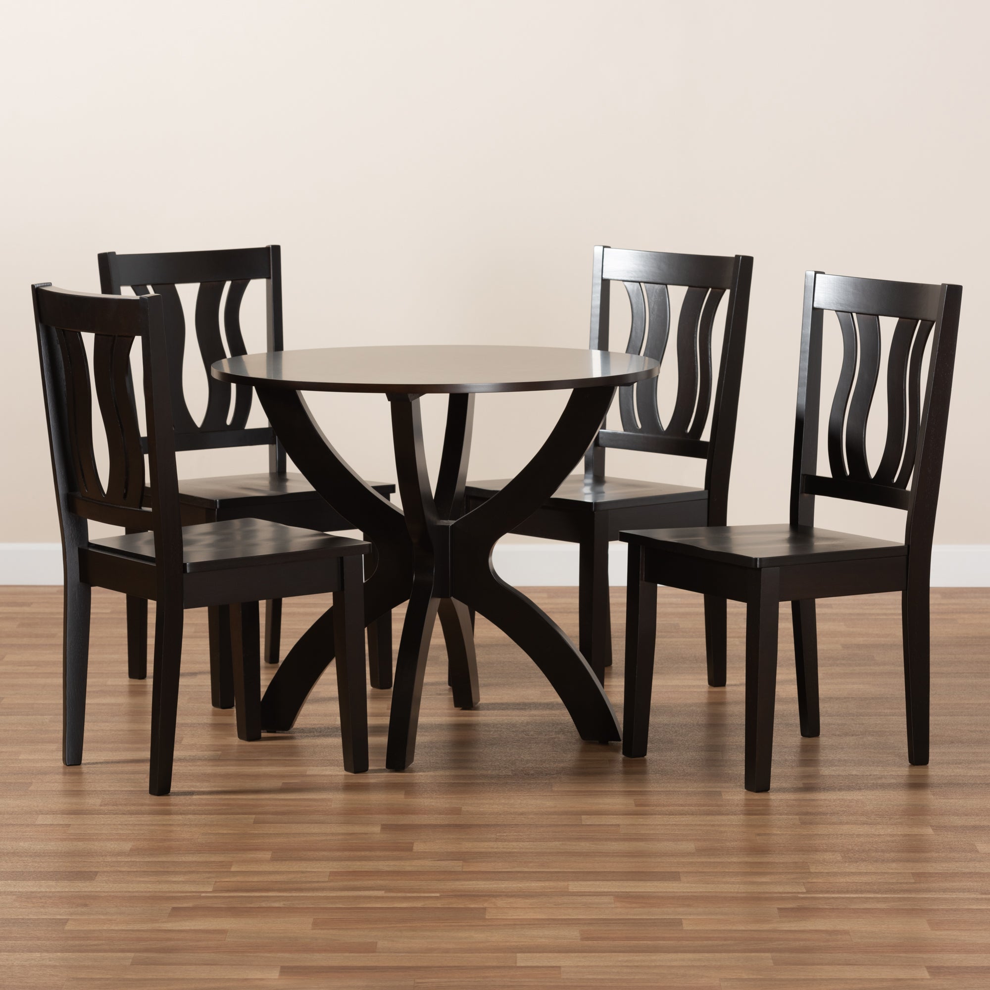 Baxton Studio Karla Modern and Contemporary Transitional Dark Brown Finished Wood 5-Piece Dining Set