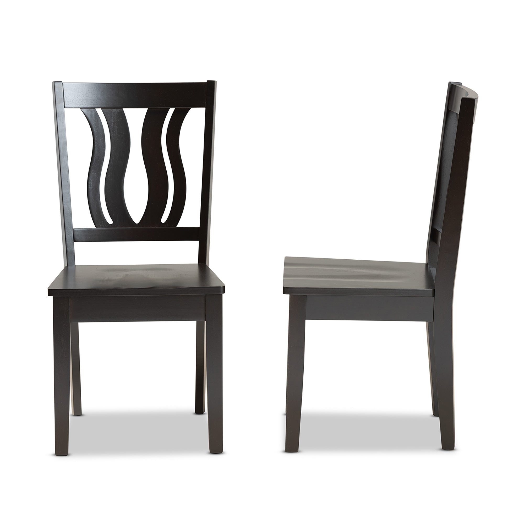 Baxton Studio Fenton Modern and Contemporary Transitional Dark Brown Finished Wood 2-Piece Dining Chair Set
