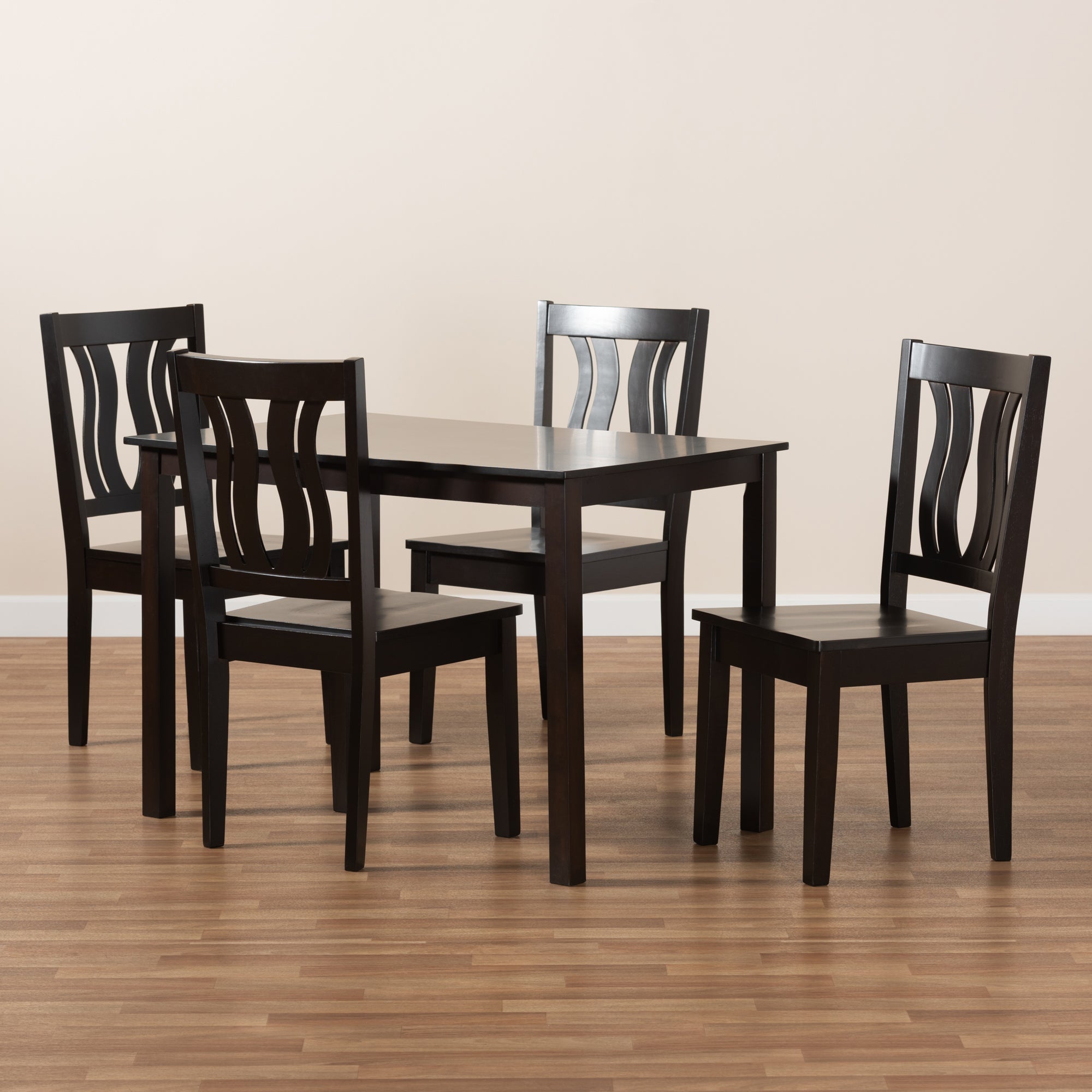 Baxton Studio Zamira Modern and Contemporary Transitional Dark Brown Finished Wood 5-Piece Dining Set