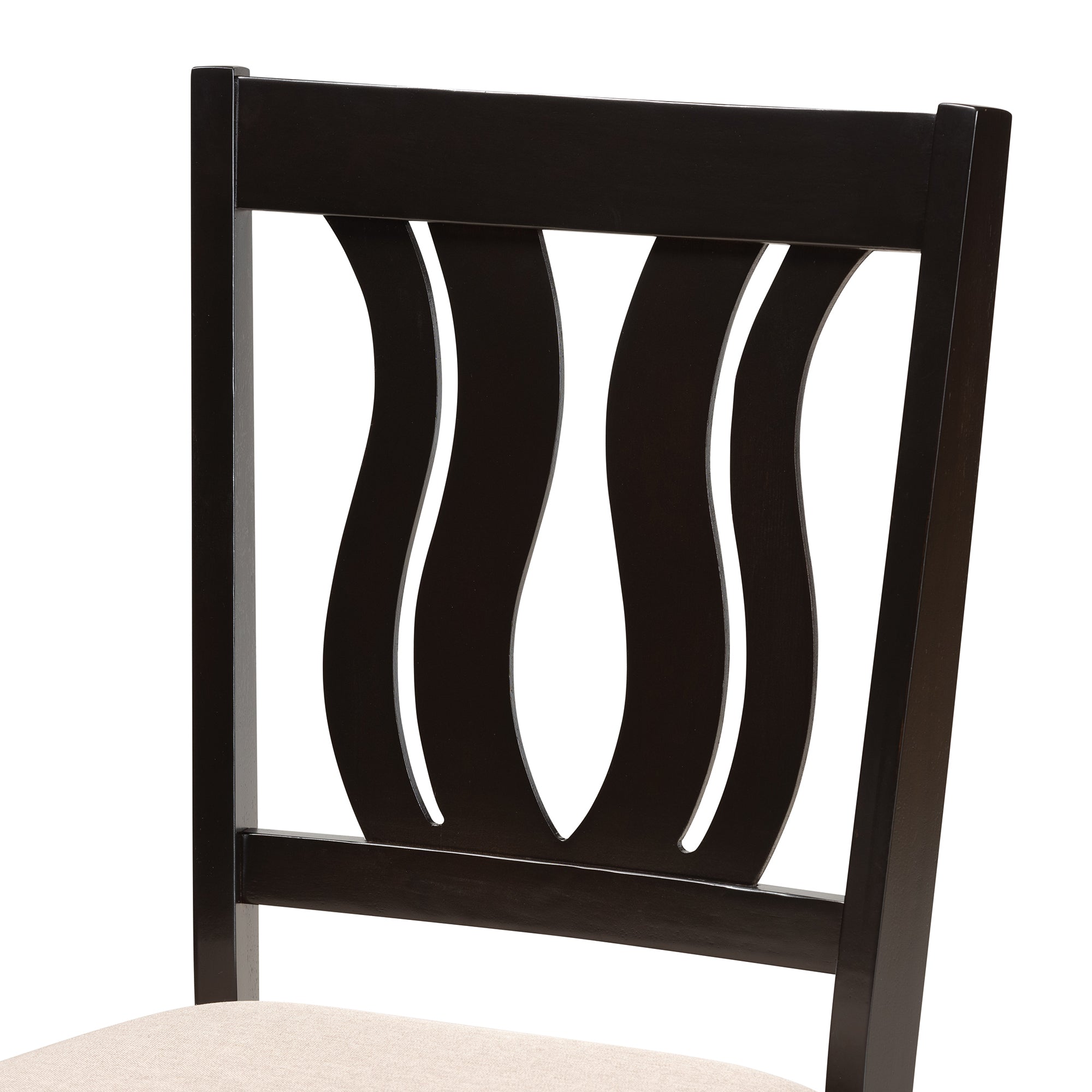 Baxton Studio Fenton Modern and Contemporary Sand Fabric Upholstered and Dark Brown Finished Wood 2-Piece Dining Chair Set