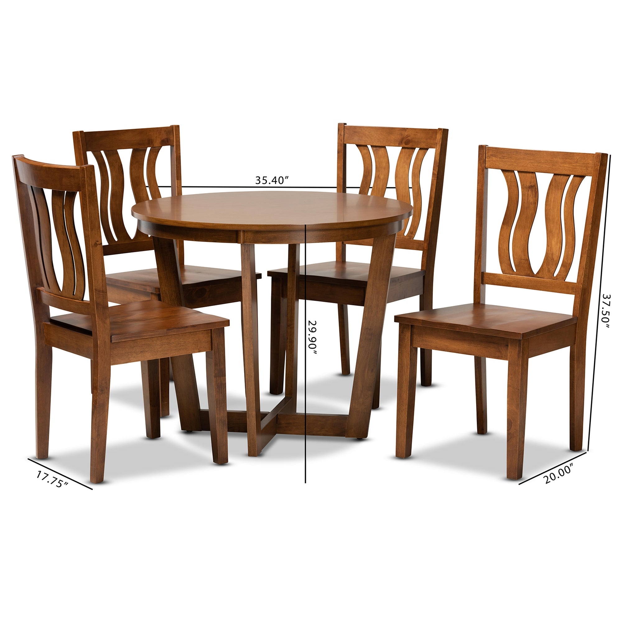 Baxton Studio Elodia Modern and Contemporary Transitional Walnut Brown Finished Wood 5-Piece Dining Set