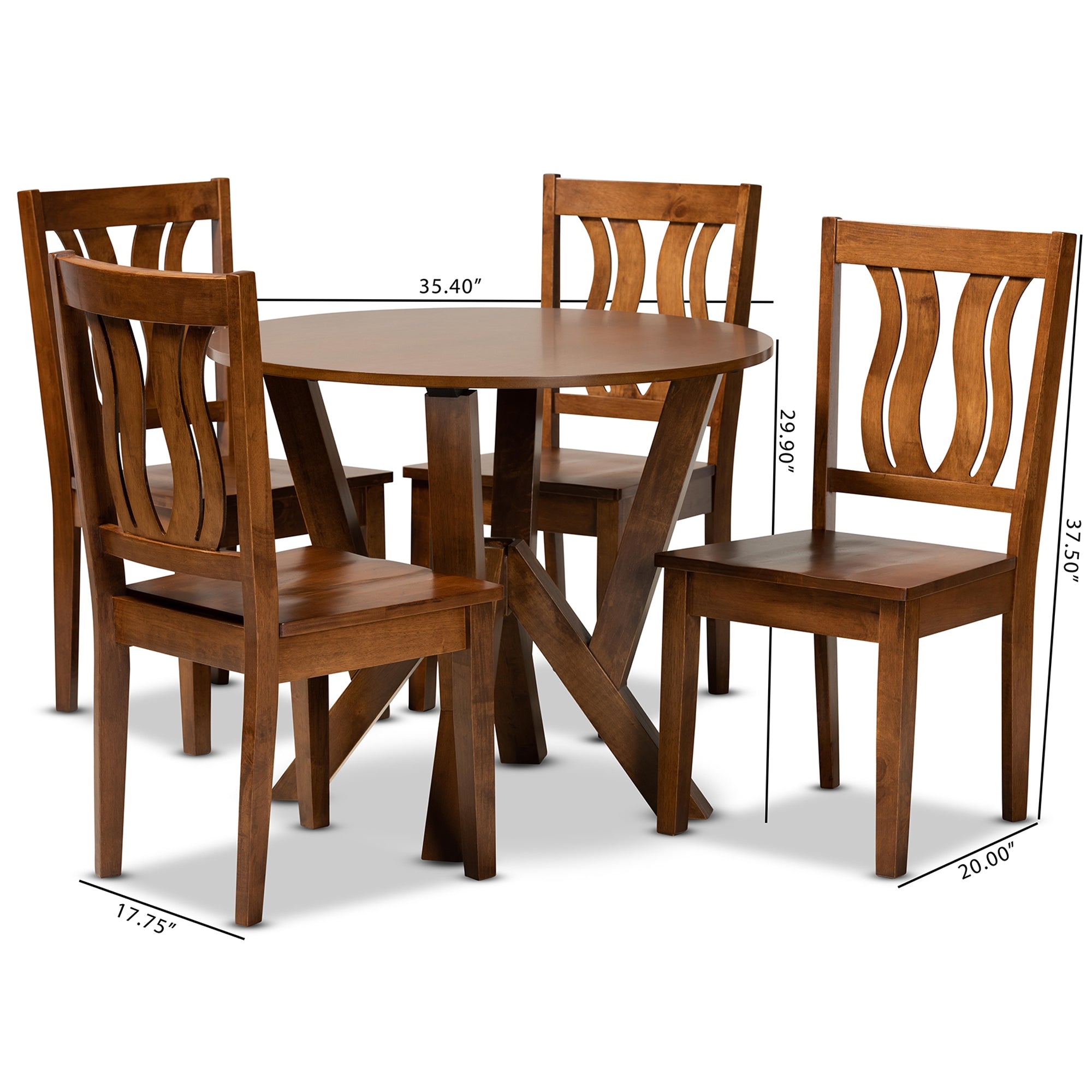 Baxton Studio Noelia Modern and Contemporary Transitional Walnut Brown Finished Wood 5-Piece Dining Set