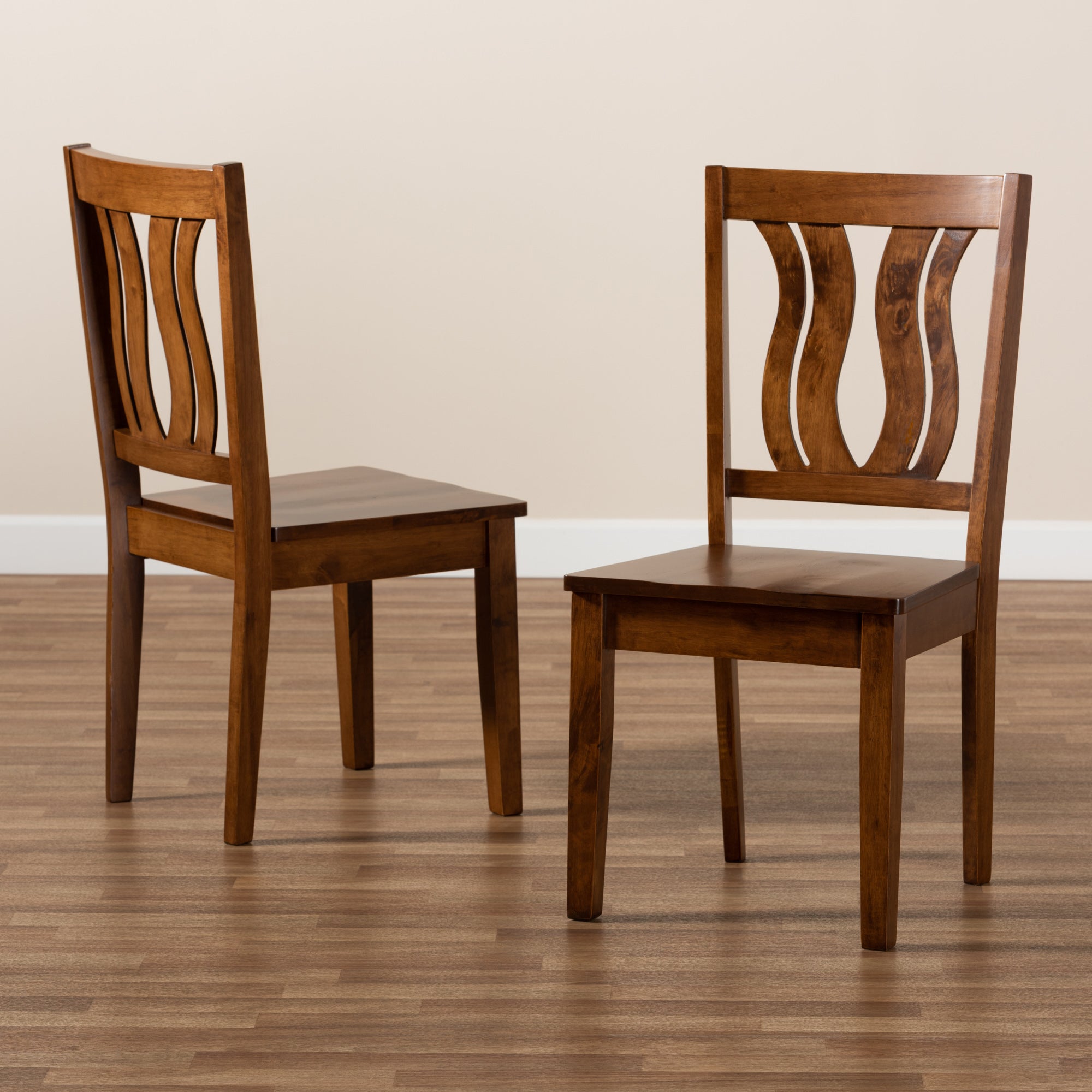 Baxton Studio Fenton Modern and Contemporary Transitional Walnut Brown Finished Wood 2-Piece Dining Chair Set