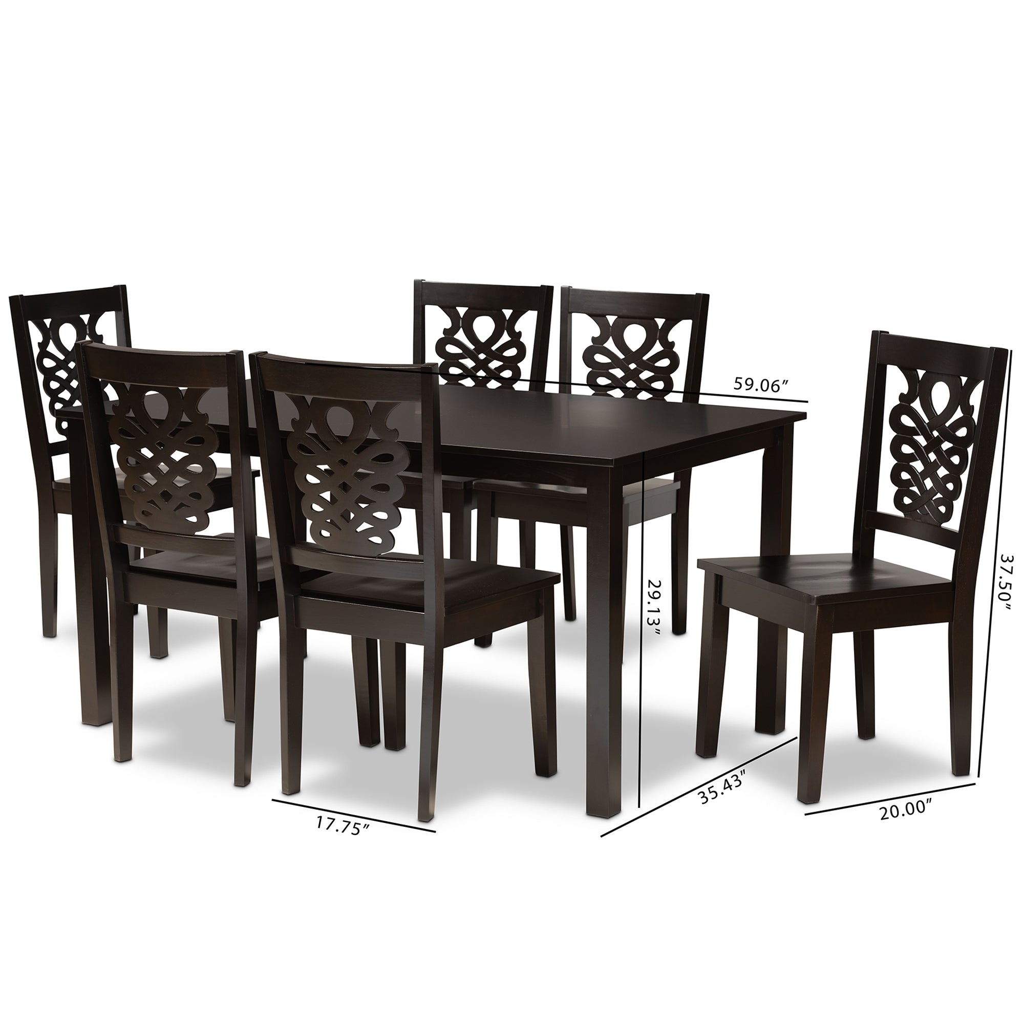 Baxton Studio Luisa Modern and Contemporary Transitional Dark Brown Finished Wood 7-Piece Dining Set