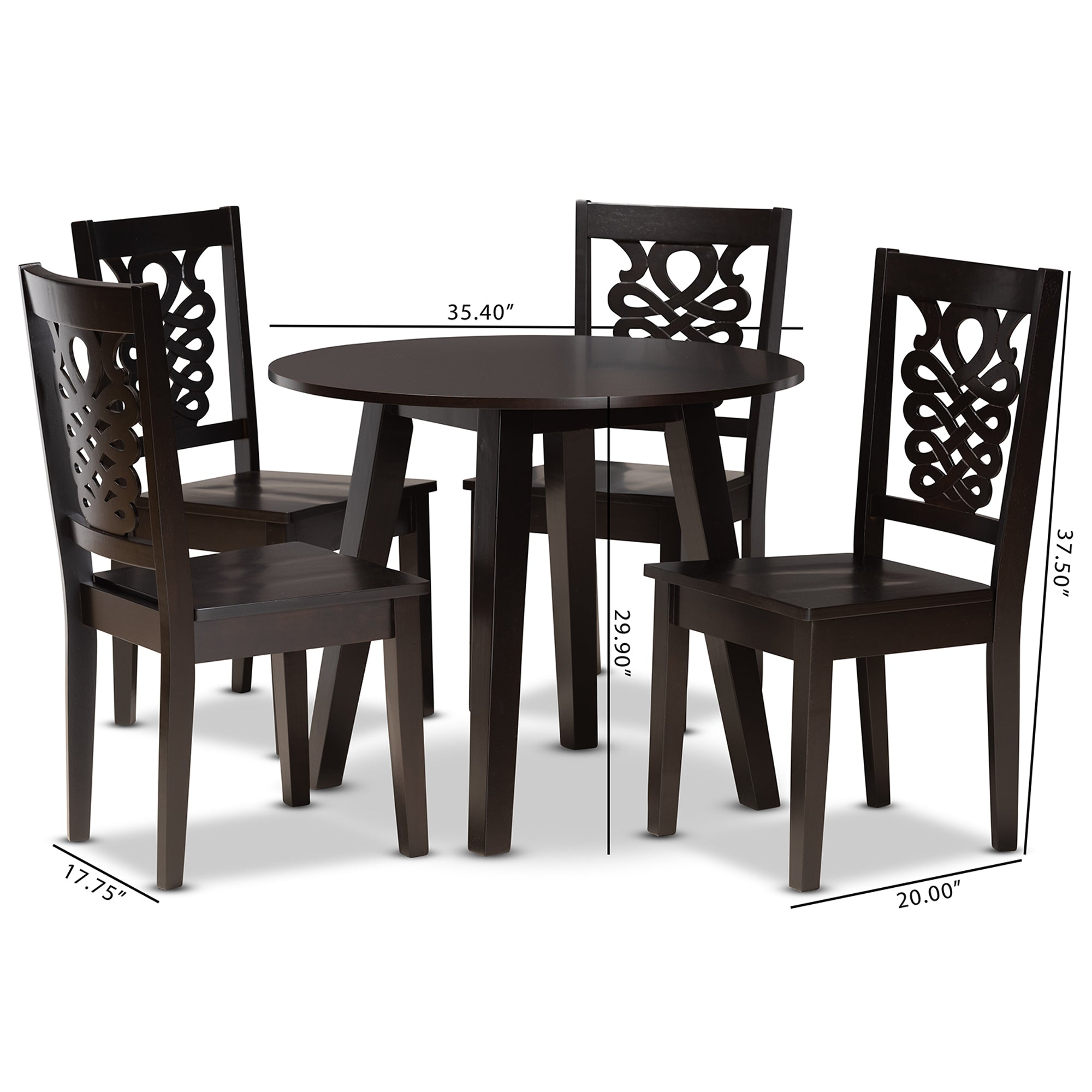 Baxton Studio Mina Modern and Contemporary Transitional Dark Brown Finished Wood 5-Piece Dining Set