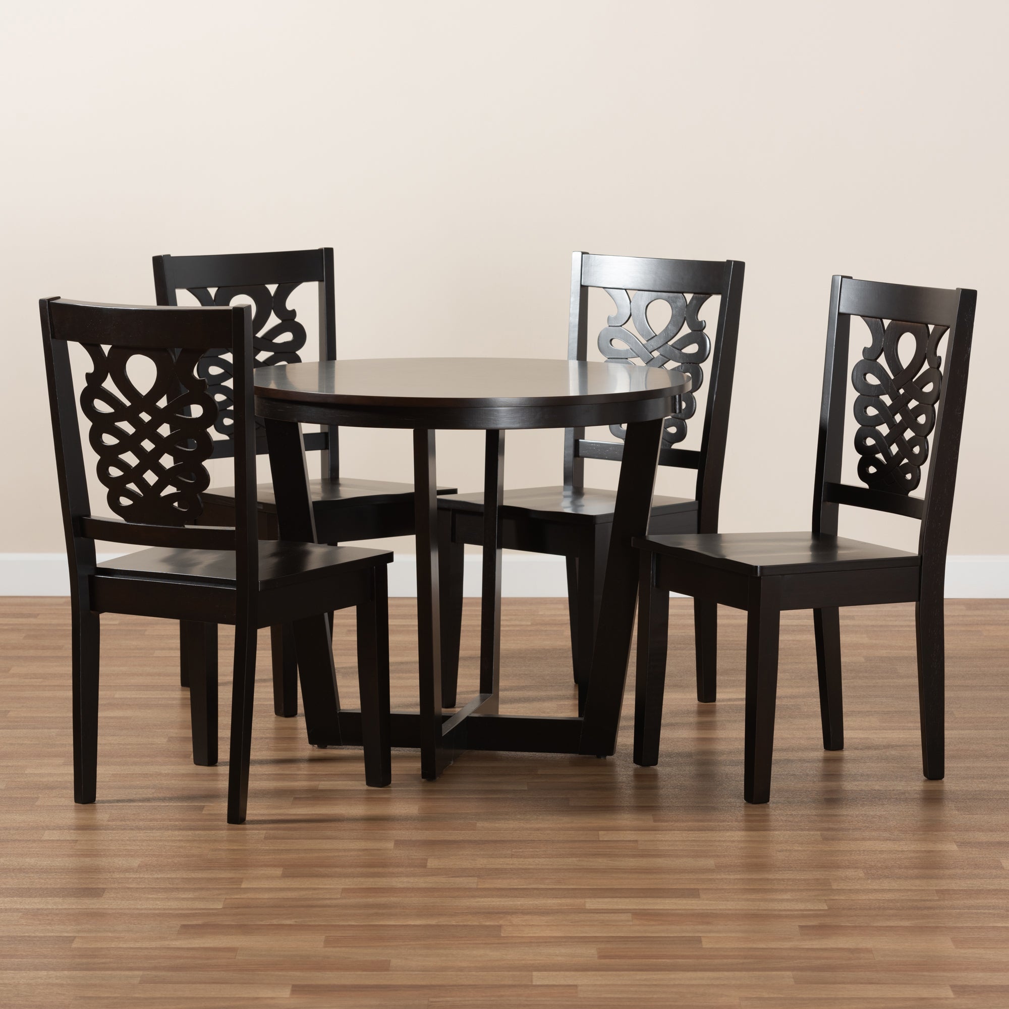 Baxton Studio Salida Modern and Contemporary Transitional Dark Brown Finished Wood 5-Piece Dining Set