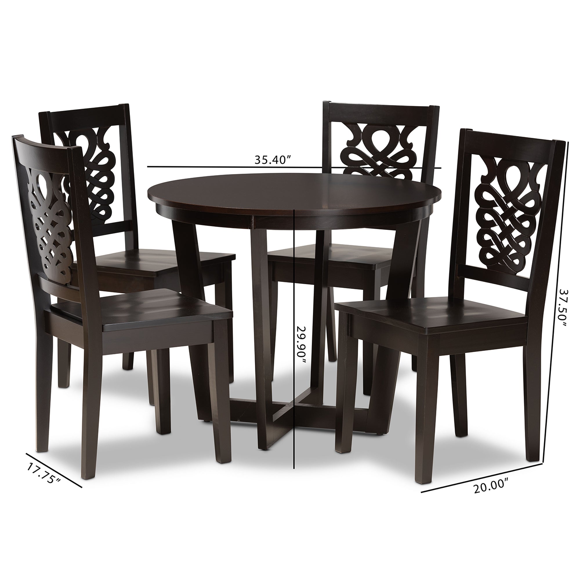 Baxton Studio Salida Modern and Contemporary Transitional Dark Brown Finished Wood 5-Piece Dining Set