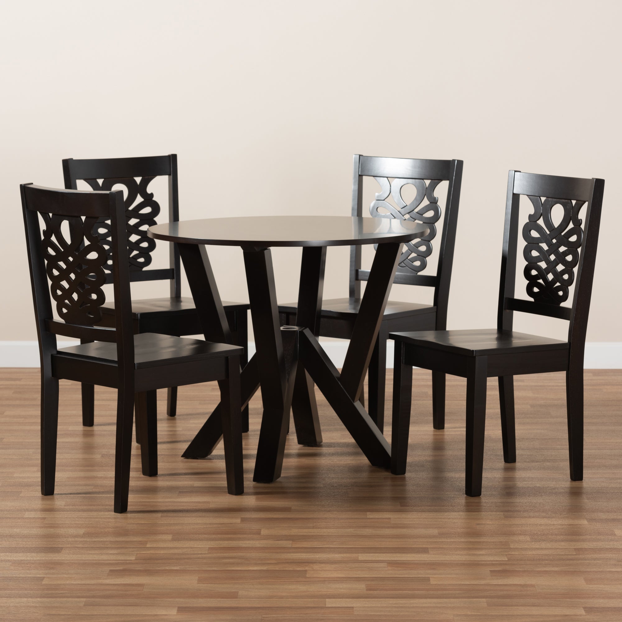 Baxton Studio Valda Modern and Contemporary Transitional Dark Brown Finished Wood 5-Piece Dining Set