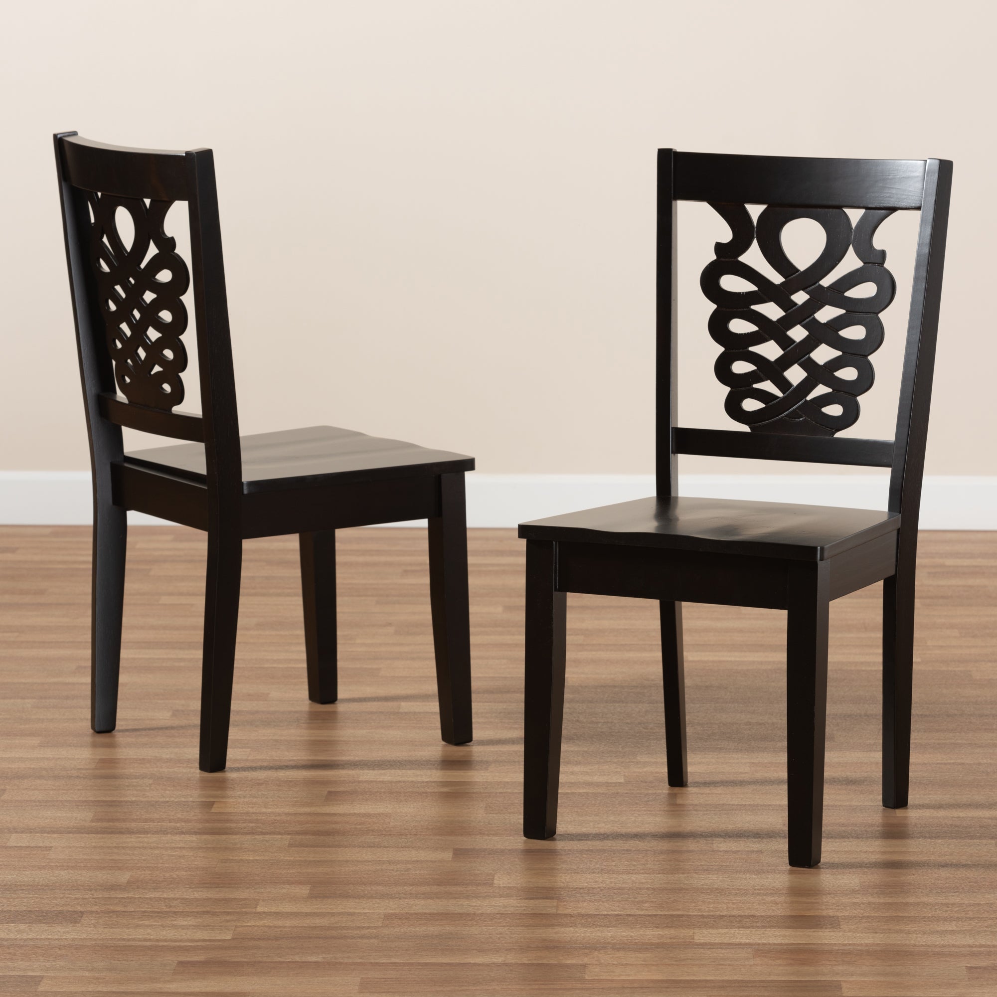 Baxton Studio Gervais Modern and Contemporary Transitional Dark Brown Finished Wood 2-Piece Dining Chair Set