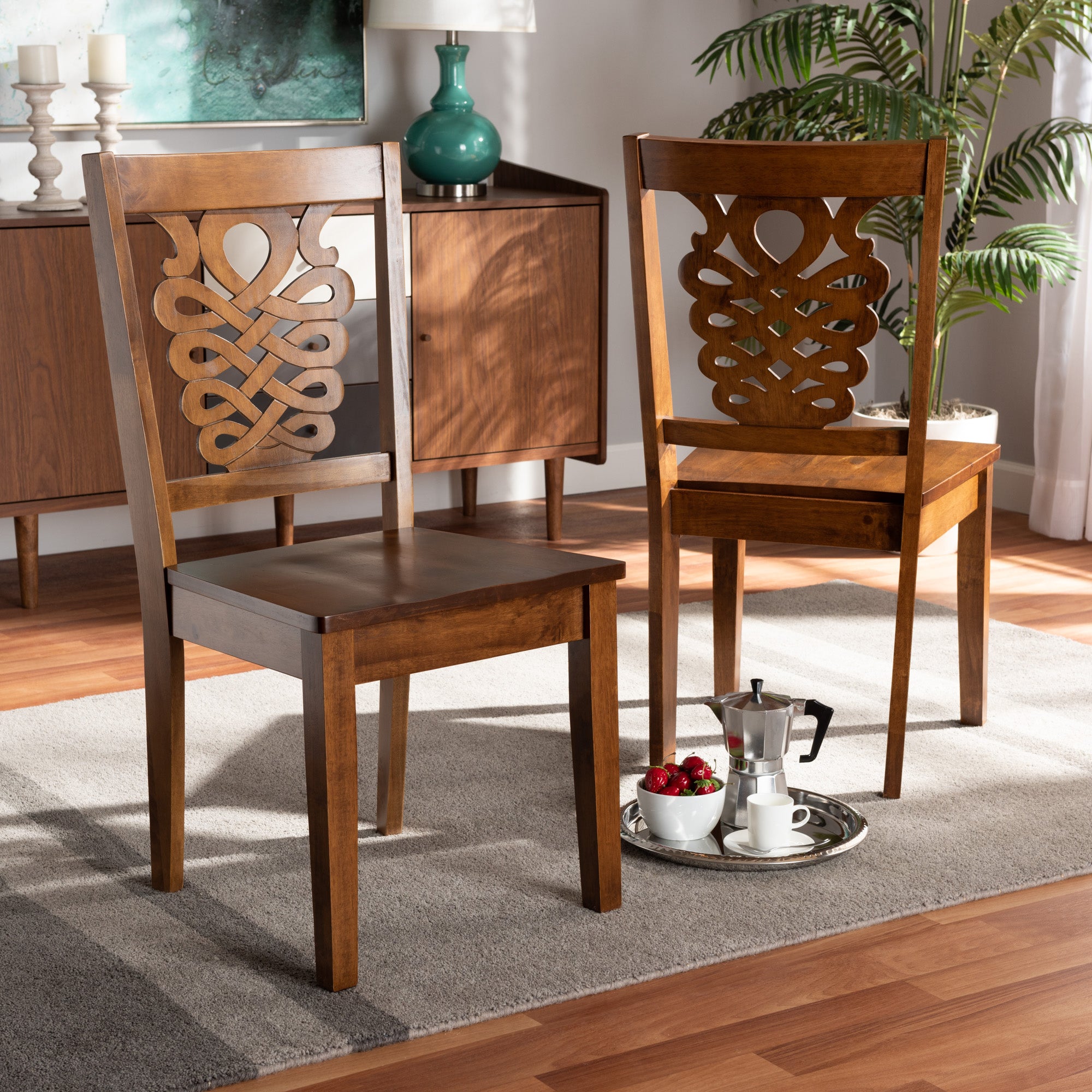 Baxton Studio Gervais Modern and Contemporary Transitional Walnut Brown Finished Wood 2-Piece Dining Chair Set