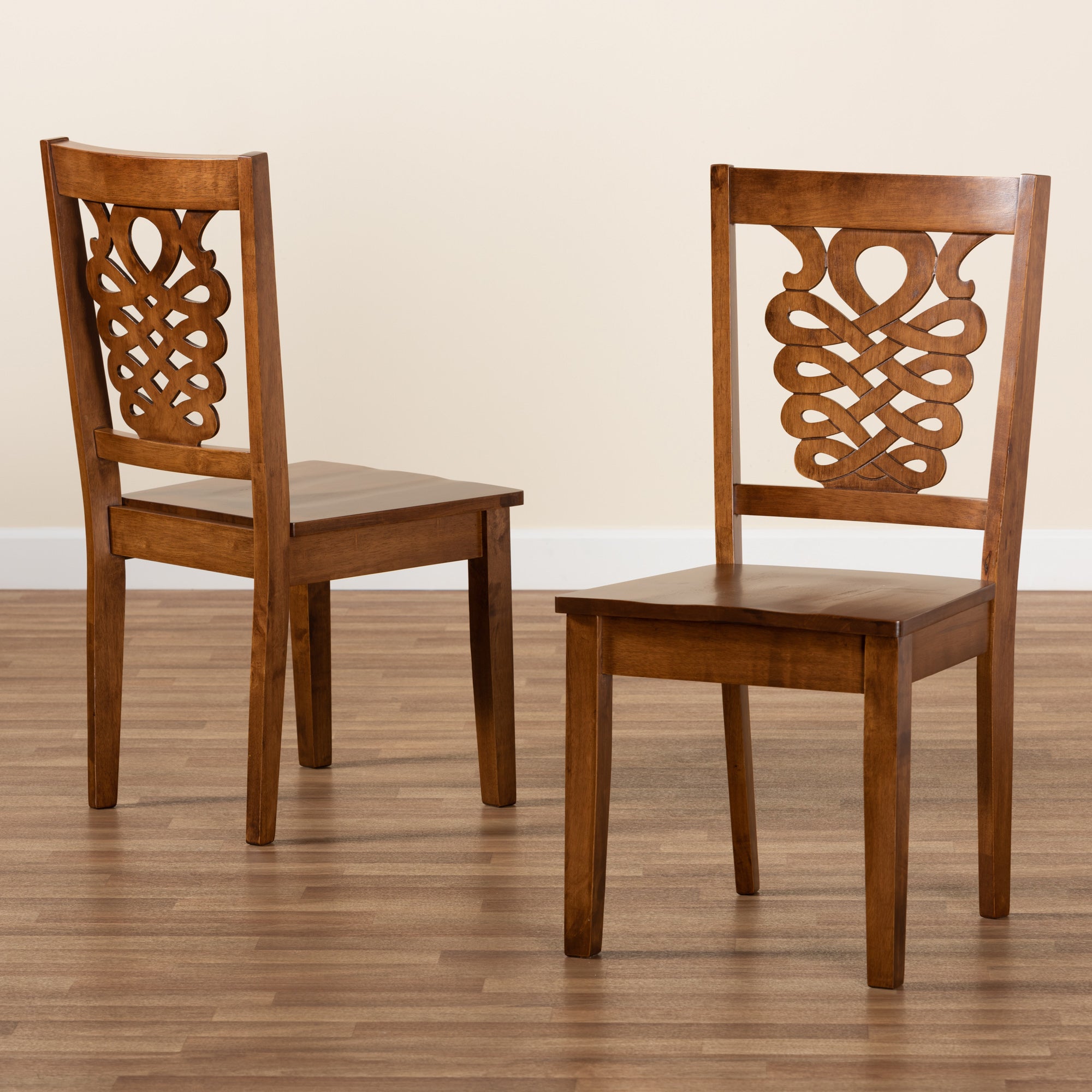 Baxton Studio Gervais Modern and Contemporary Transitional Walnut Brown Finished Wood 2-Piece Dining Chair Set
