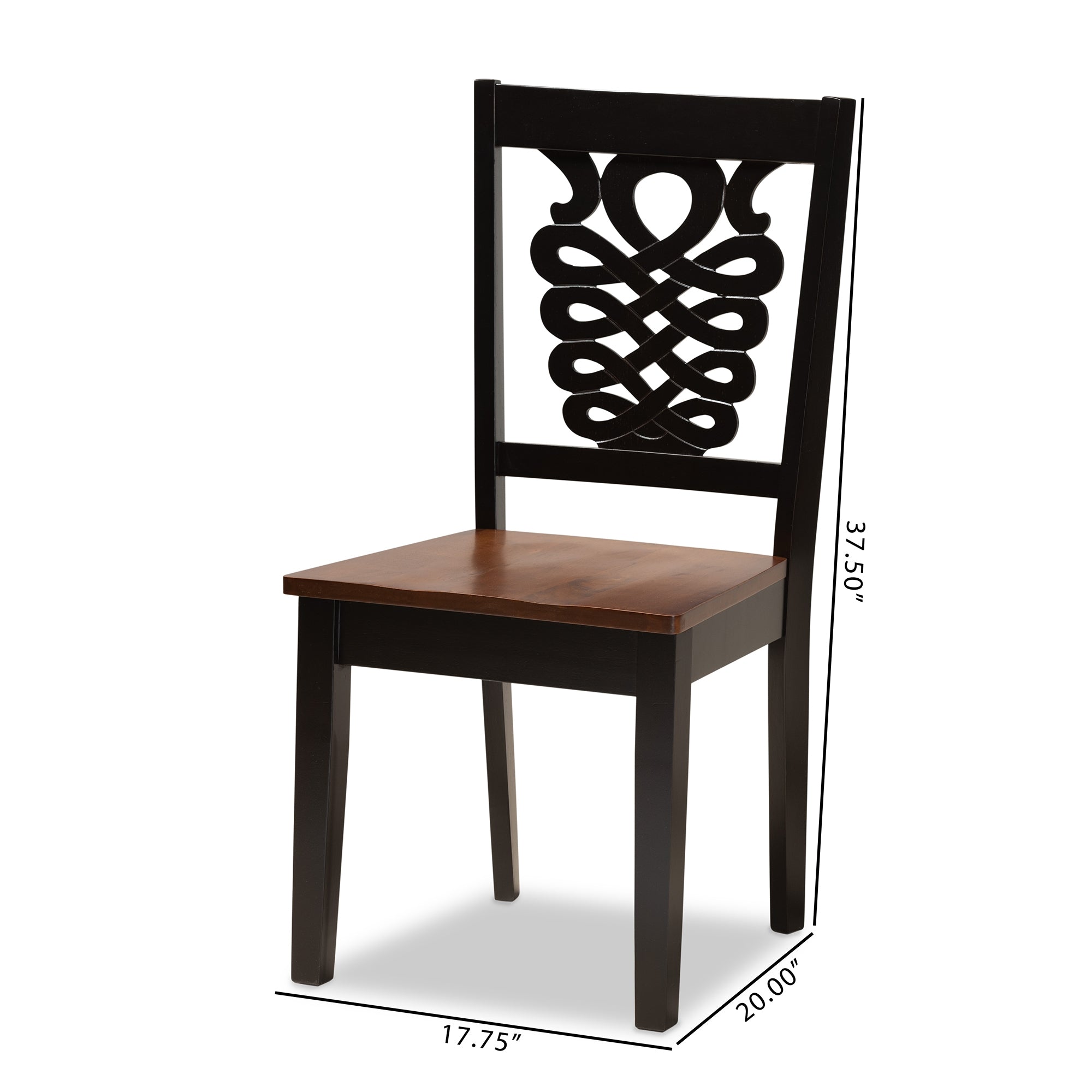 Baxton Studio Gervais Modern and Contemporary Transitional Two-Tone Dark Brown and Walnut Brown Finished Wood 2-Piece Dining Chair Set