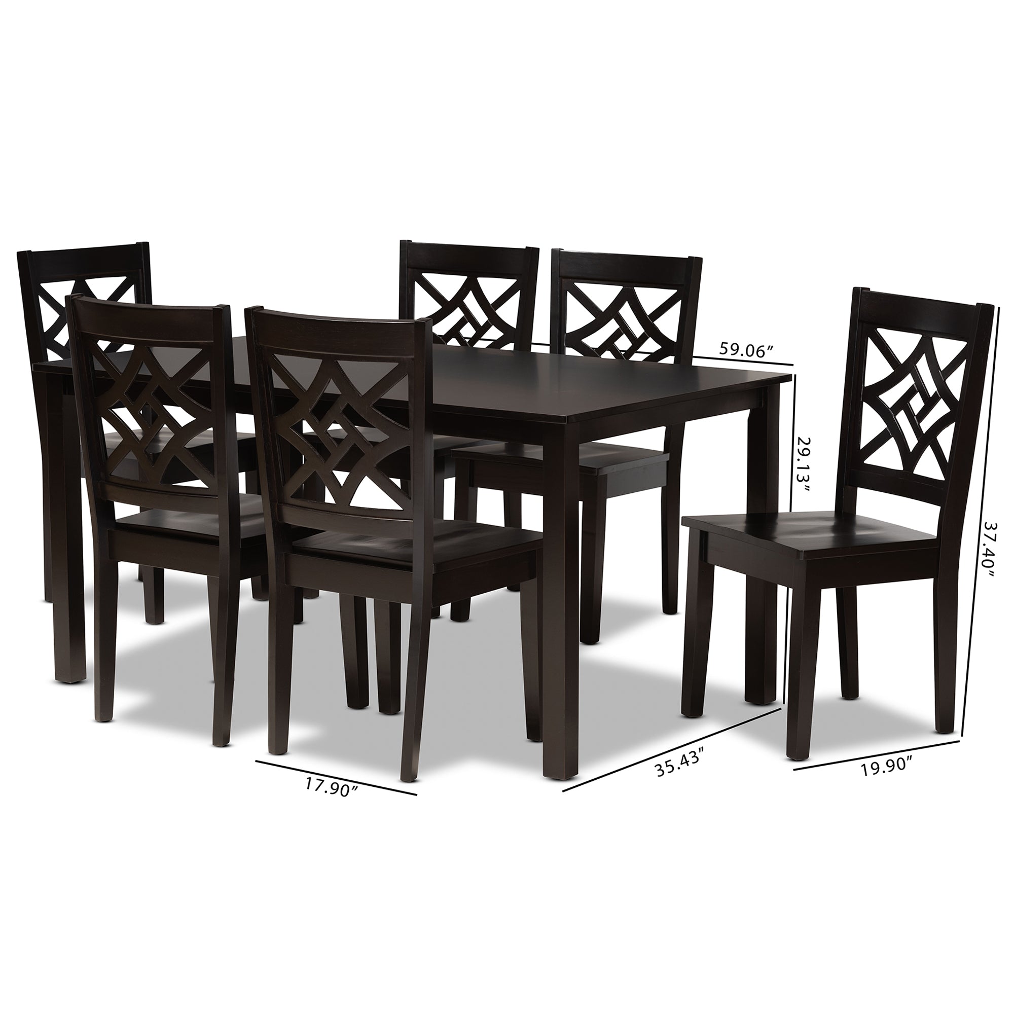 Baxton Studio Nicolette Modern and Contemporary Dark Brown Finished Wood 7-Piece Dining Set