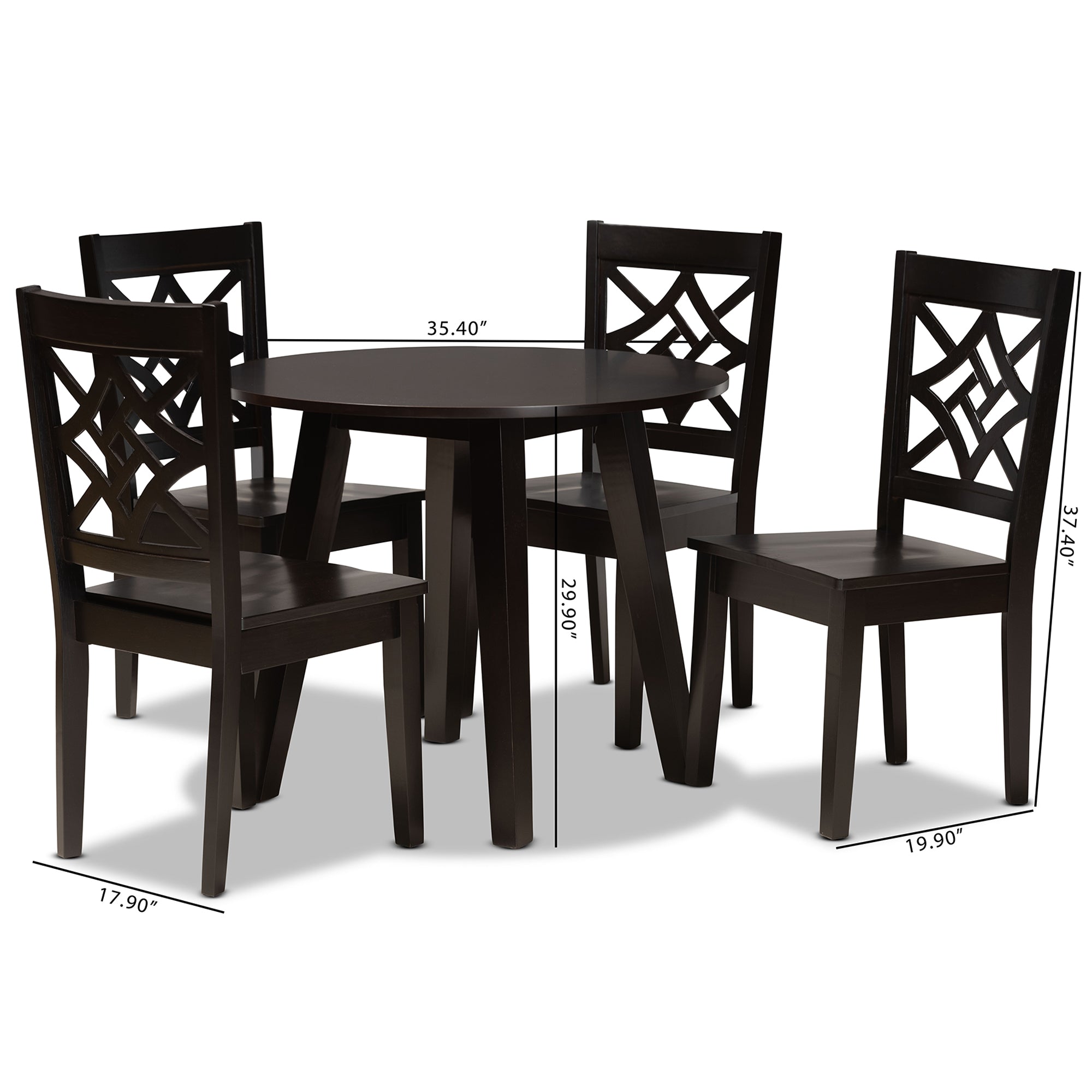 Baxton Studio Rava Modern and Contemporary Dark Brown Finished Wood 5-Piece Dining Set