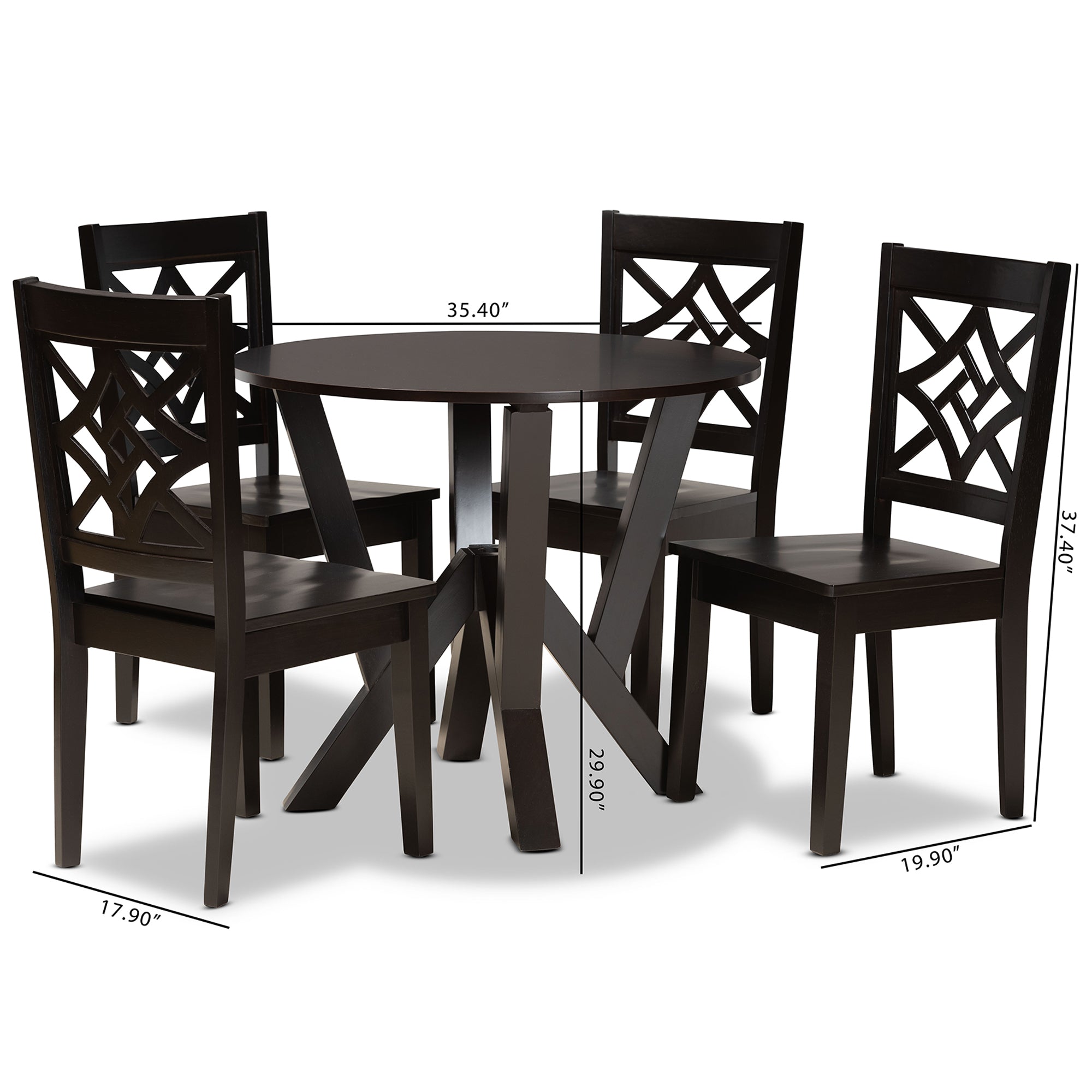 Baxton Studio Kaila Modern and Contemporary Dark Brown Finished Wood 5-Piece Dining Set
