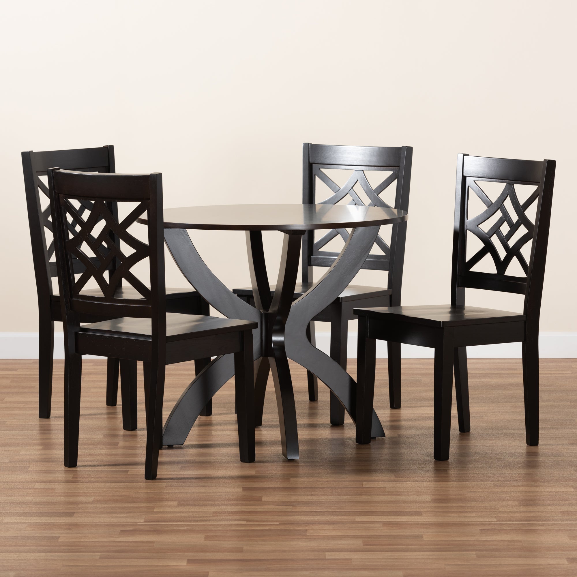 Baxton Studio Anila Modern and Contemporary Dark Brown Finished Wood 5-Piece Dining Set