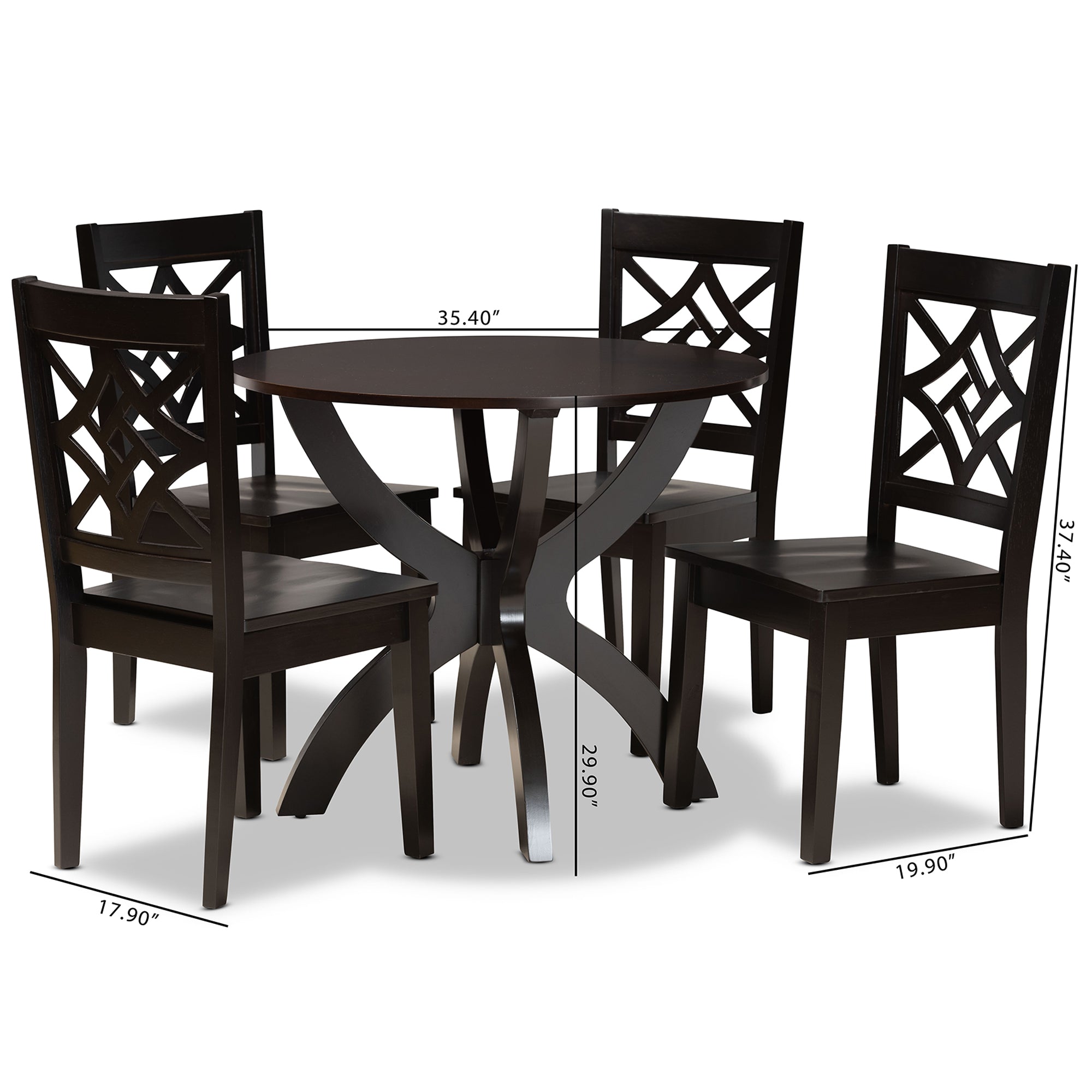 Baxton Studio Anila Modern and Contemporary Dark Brown Finished Wood 5-Piece Dining Set