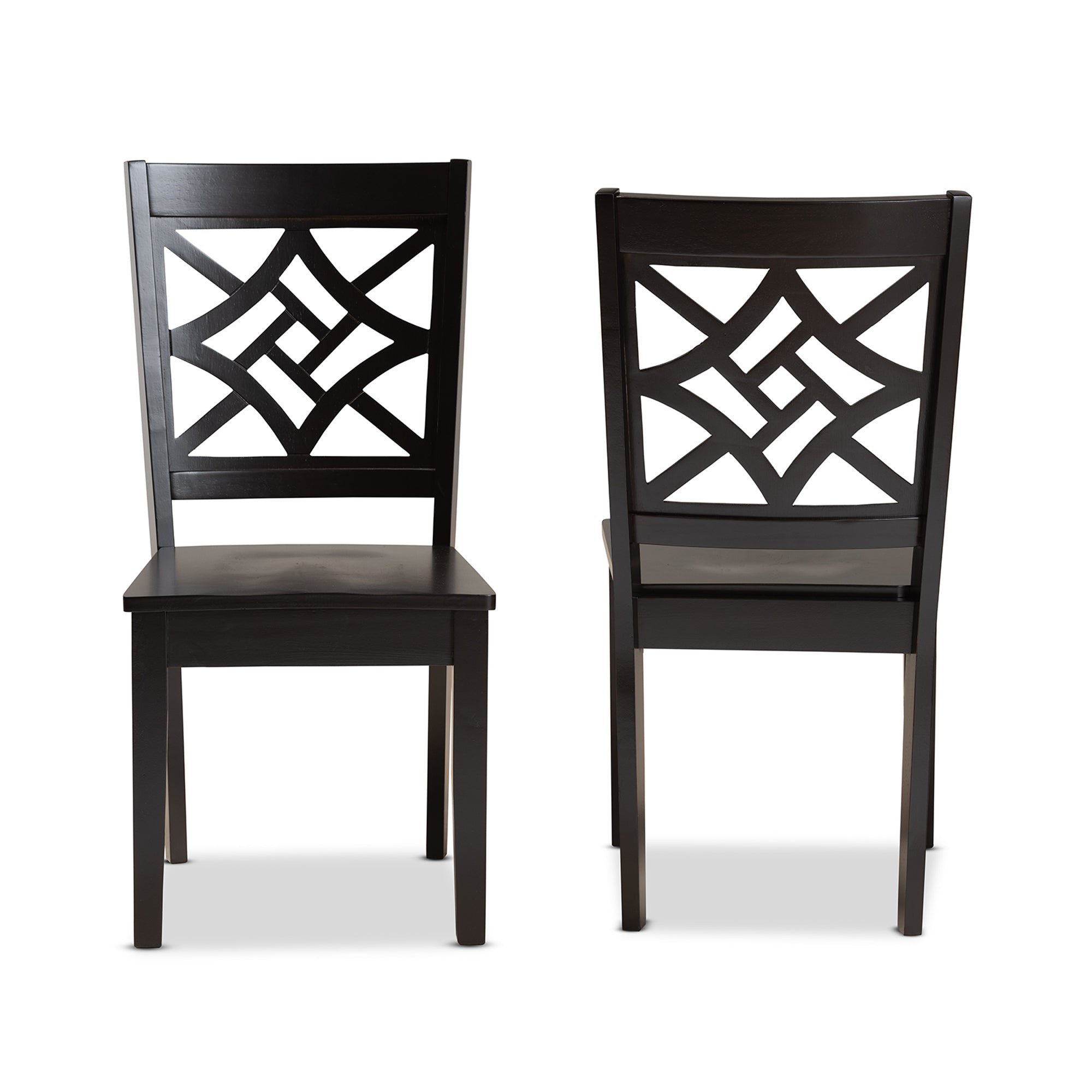 Baxton Studio Nicolette Modern and Contemporary Dark Brown Finished Wood 2-Piece Dining Chair Set