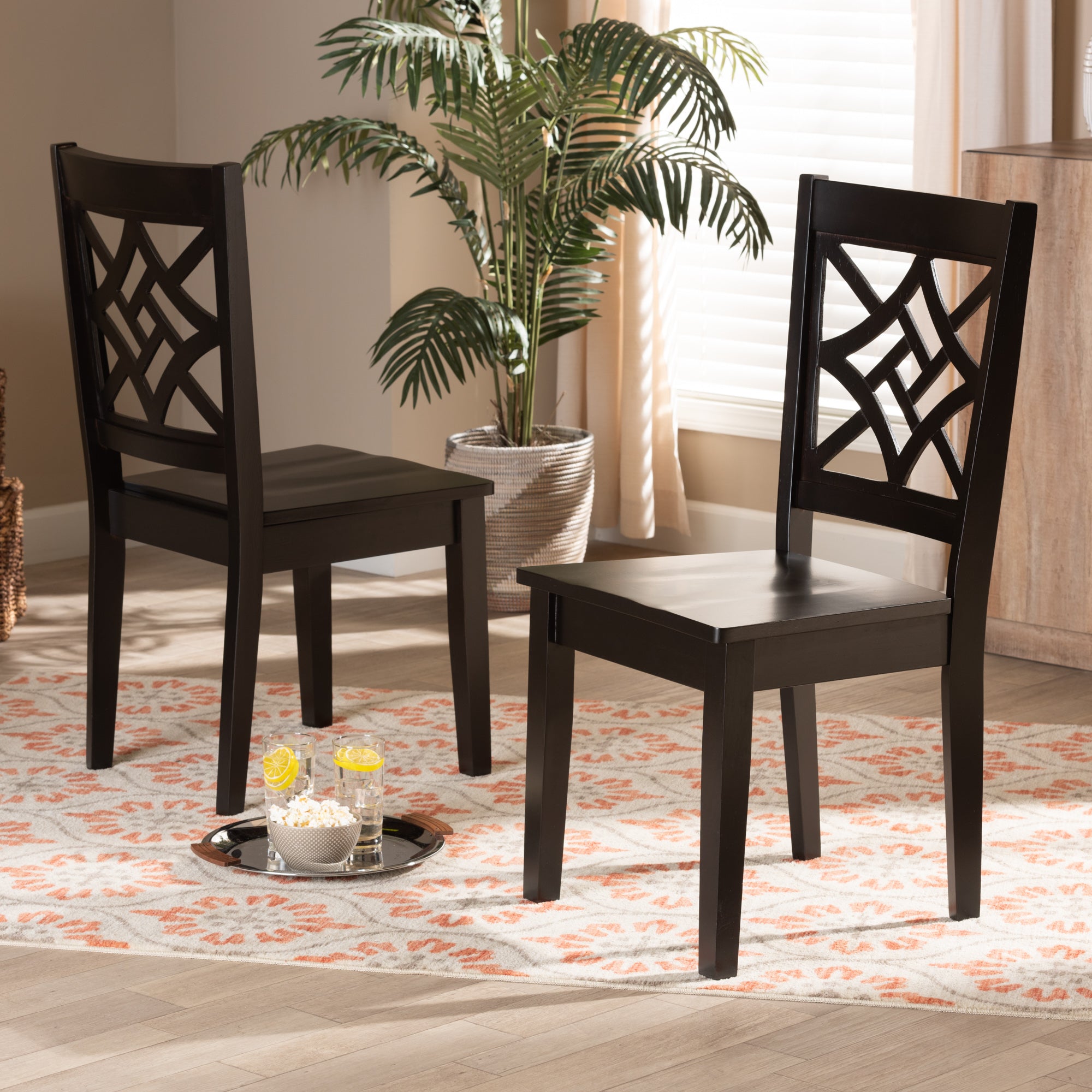 Baxton Studio Nicolette Modern and Contemporary Dark Brown Finished Wood 2-Piece Dining Chair Set