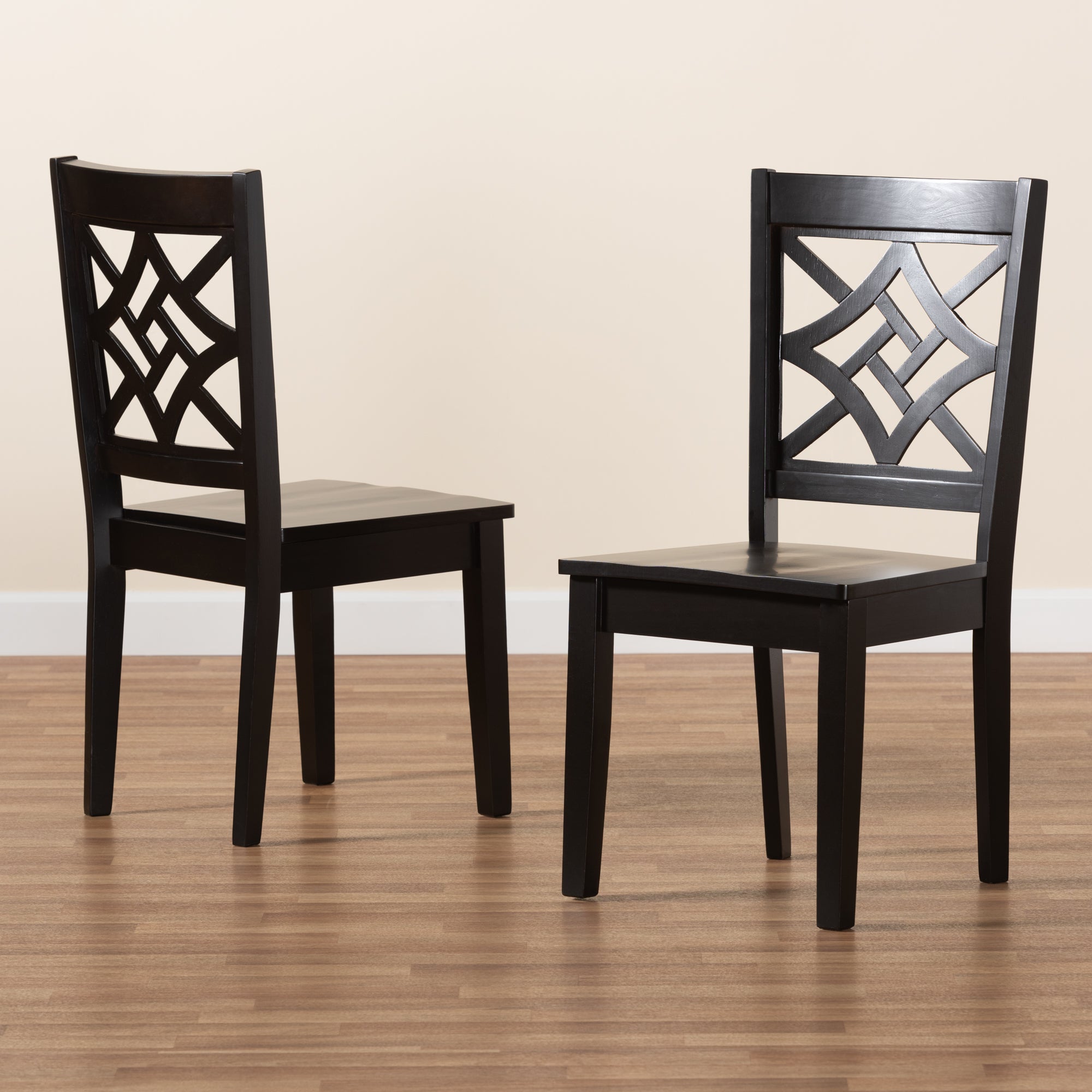 Baxton Studio Nicolette Modern and Contemporary Dark Brown Finished Wood 2-Piece Dining Chair Set