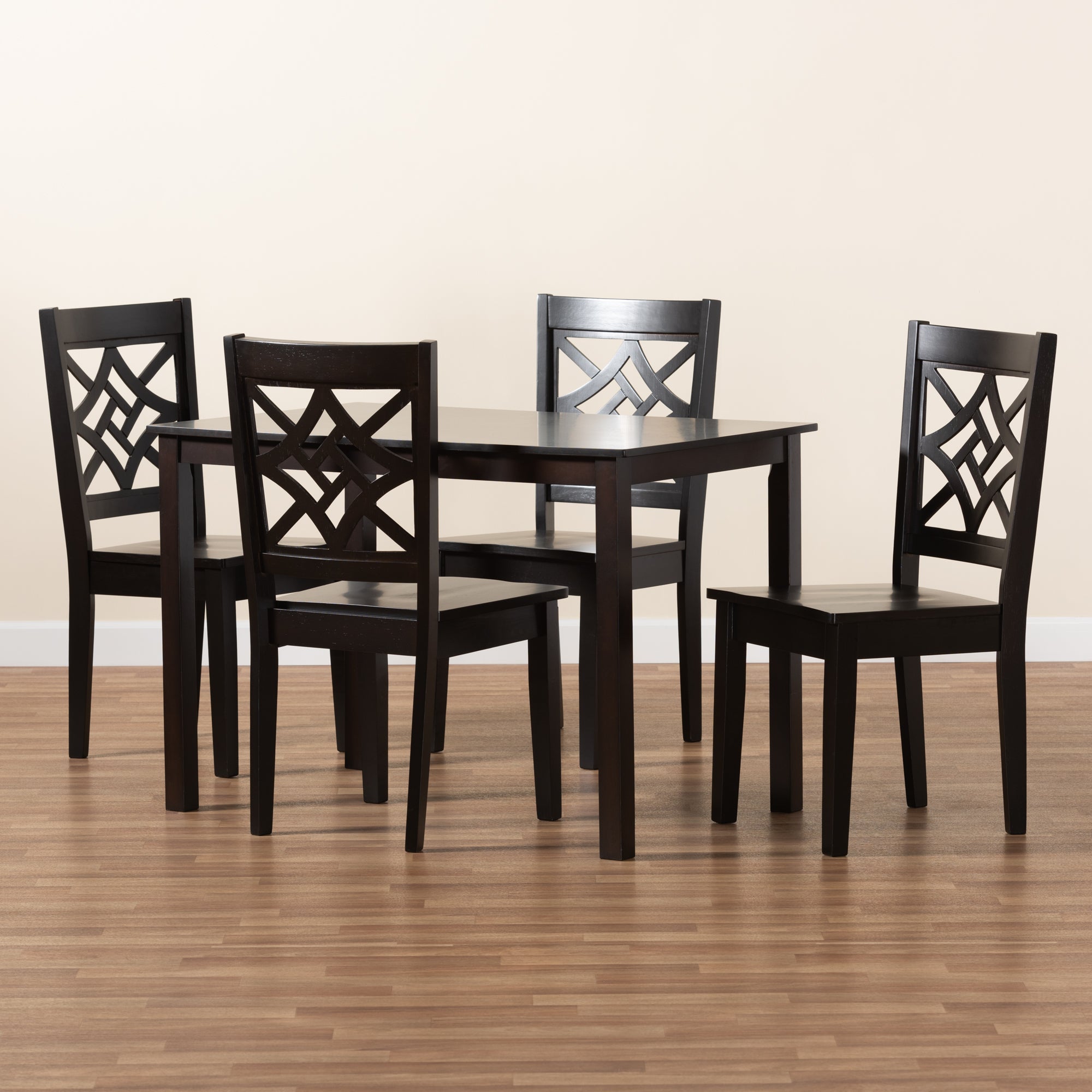 Baxton Studio Nicolette Modern and Contemporary Dark Brown Finished Wood 5-Piece Dining Set