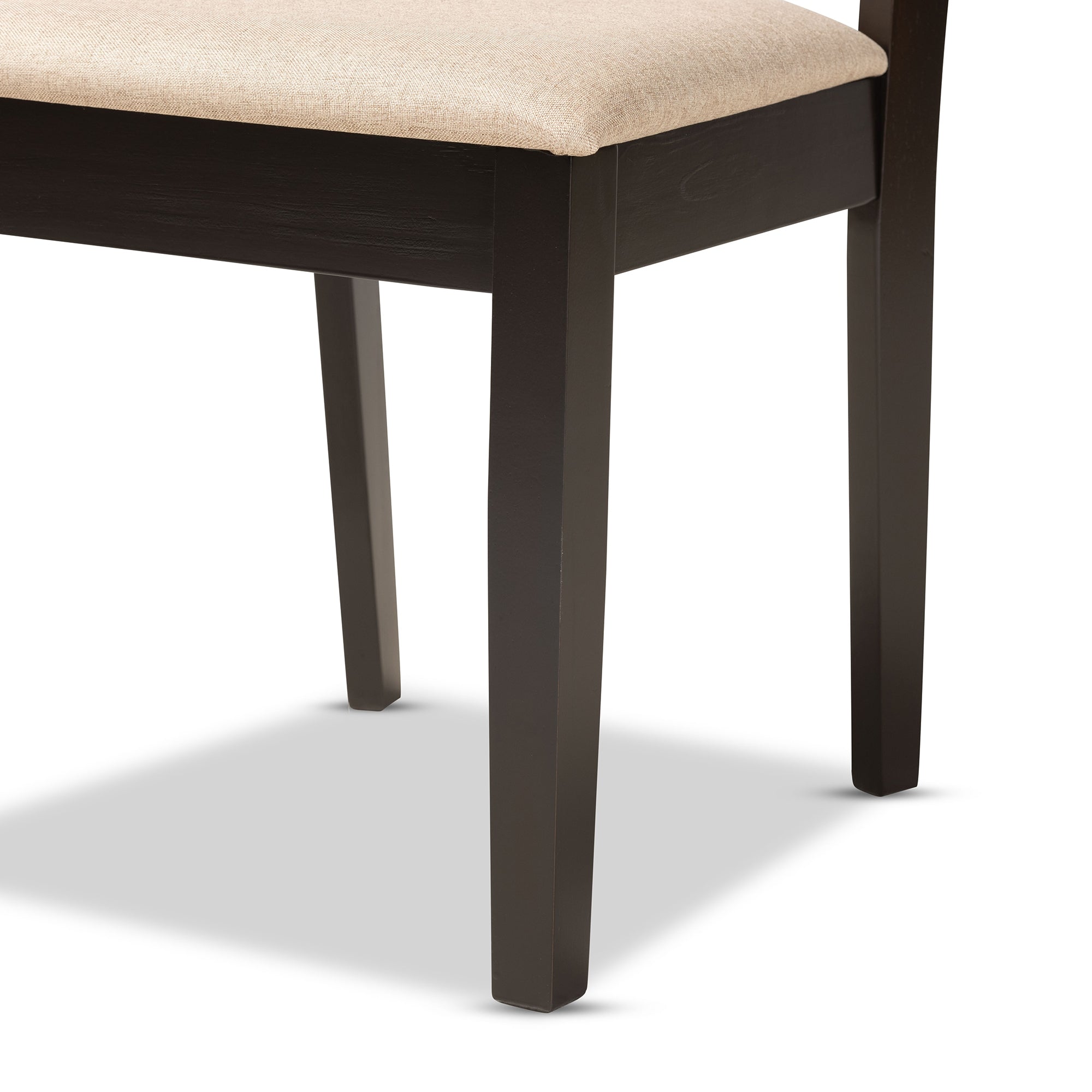 Baxton Studio Nicolette Modern and Contemporary Sand Fabric Upholstered and Dark Brown Finished Wood 5-Piece Dining Set