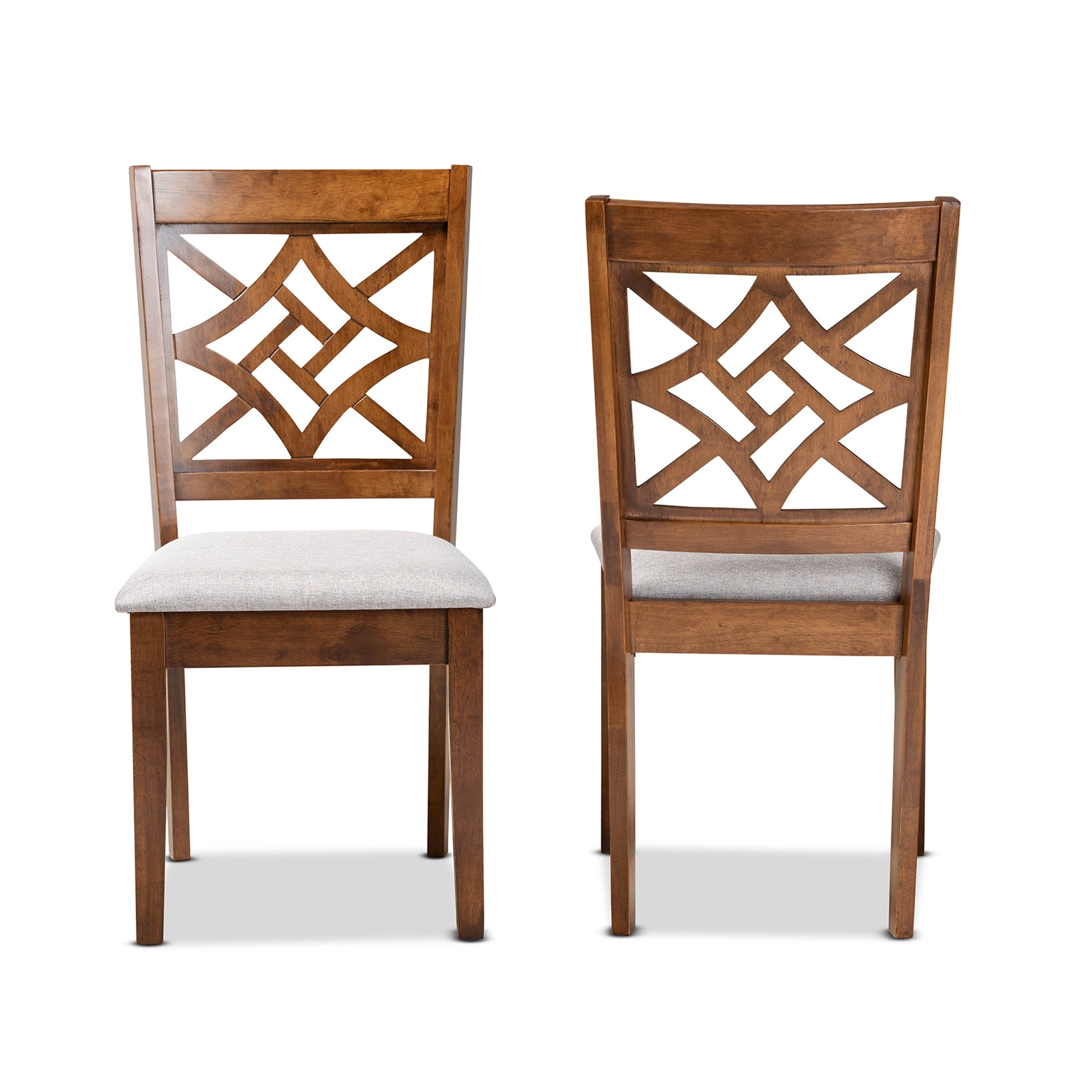Baxton Studio Nicolette Modern and Contemporary Grey Fabric Upholstered and Walnut Brown Finished Wood 2-Piece Dining Chair Set