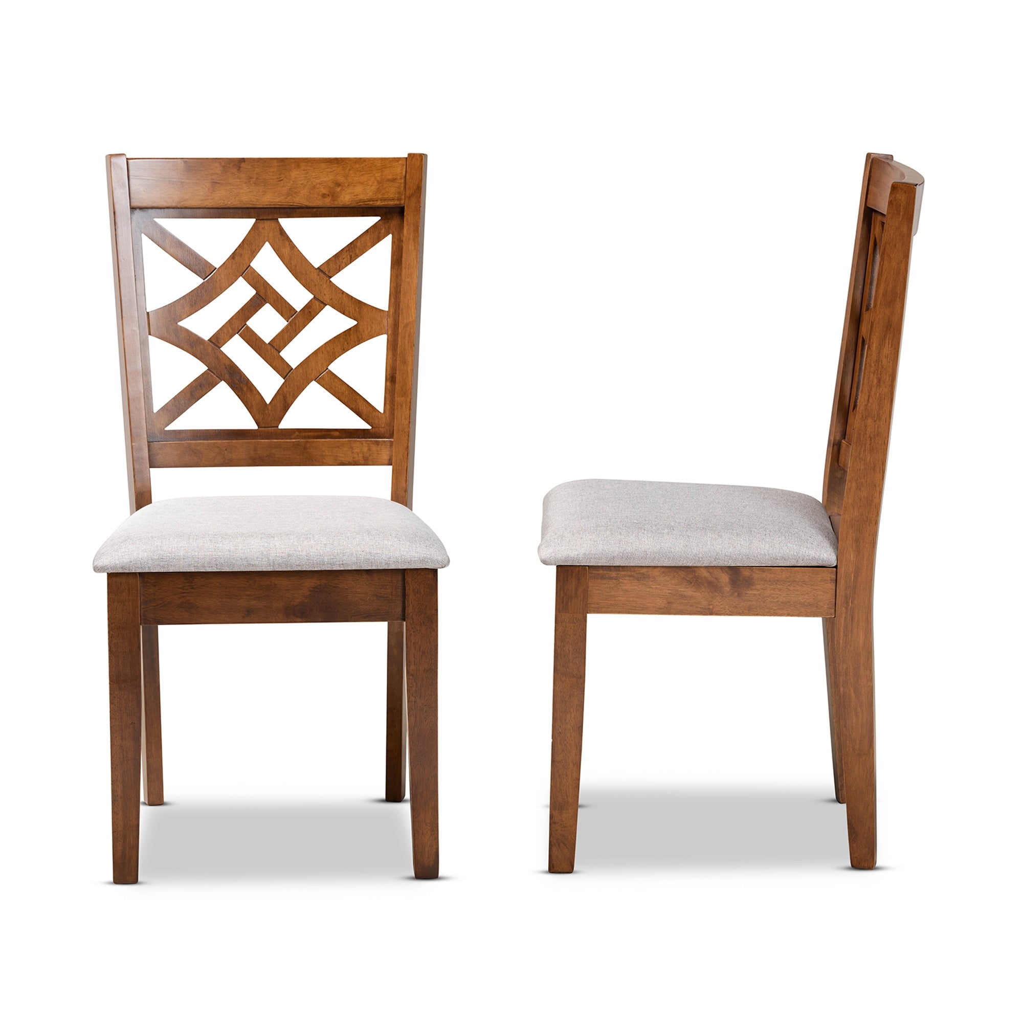 Baxton Studio Nicolette Modern and Contemporary Grey Fabric Upholstered and Walnut Brown Finished Wood 2-Piece Dining Chair Set
