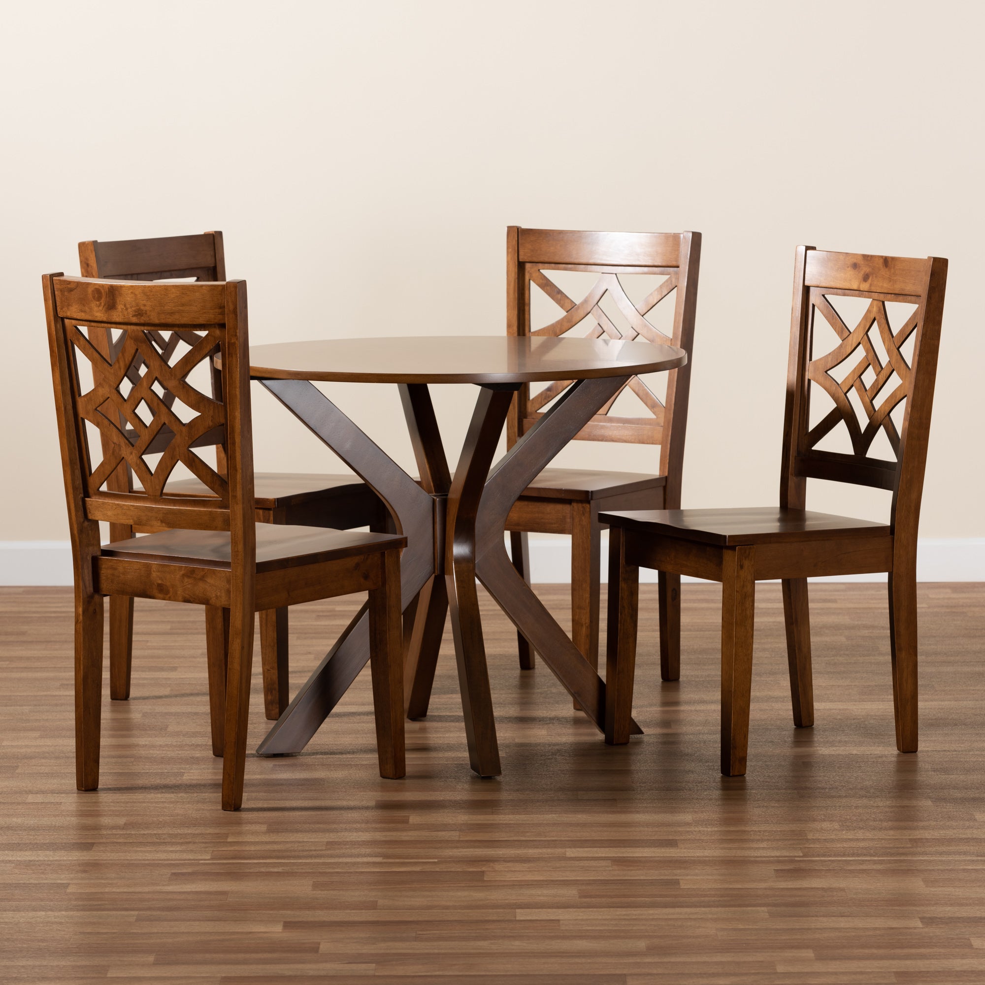 Baxton Studio Miela Modern and Contemporary Walnut Brown Finished Wood 5-Piece Dining Set