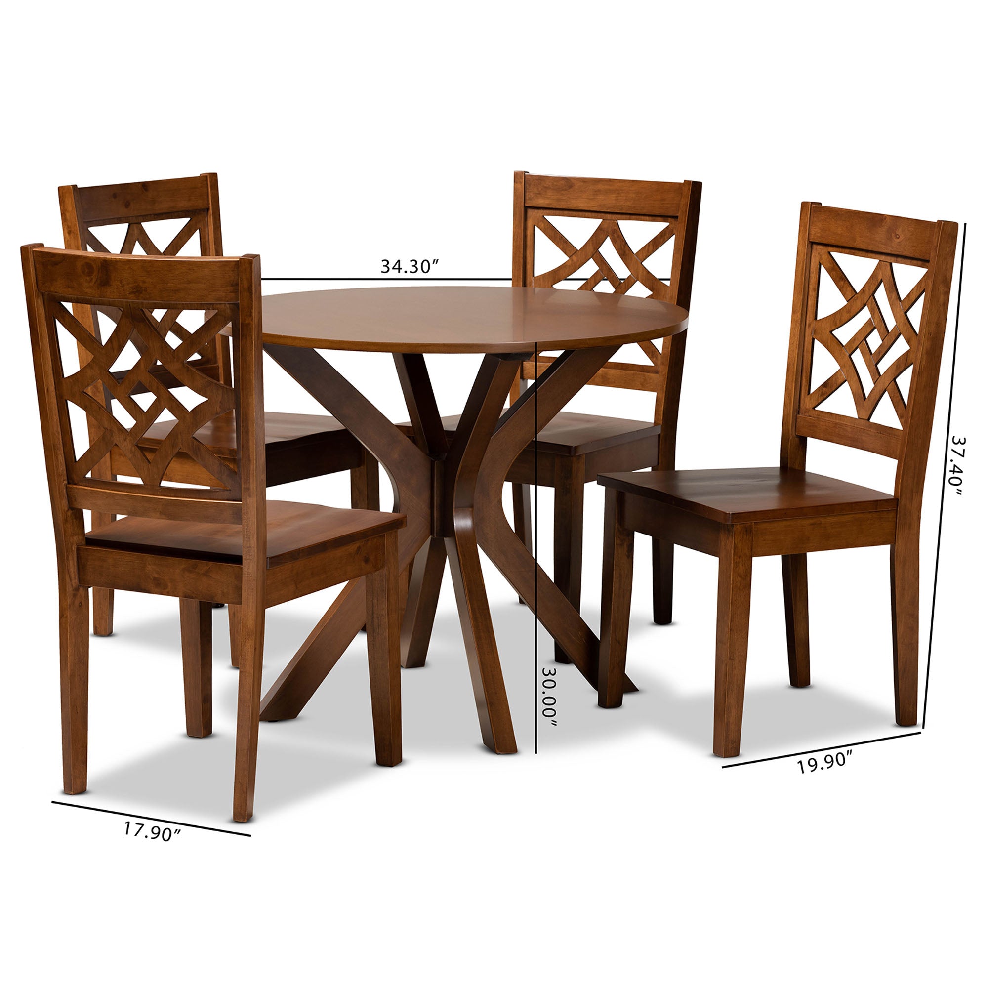 Baxton Studio Miela Modern and Contemporary Walnut Brown Finished Wood 5-Piece Dining Set