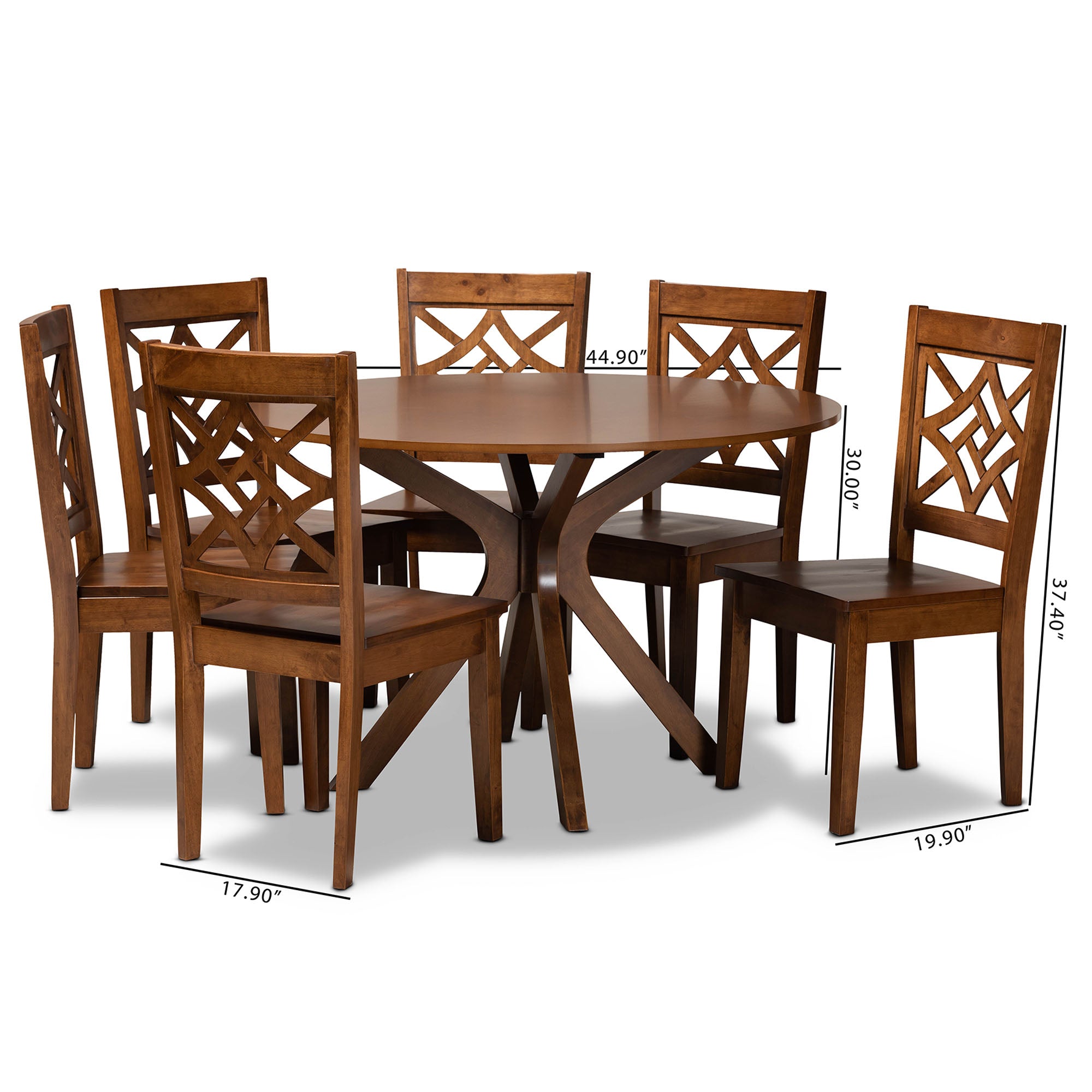 Baxton Studio Miela Modern and Contemporary Walnut Brown Finished Wood 7-Piece Dining Set