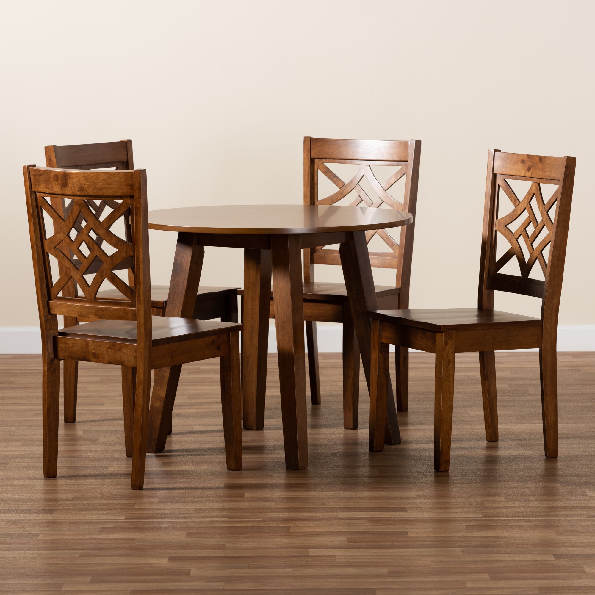 Baxton Studio Rava Modern and Contemporary Walnut Brown Finished Wood 5-Piece Dining Set