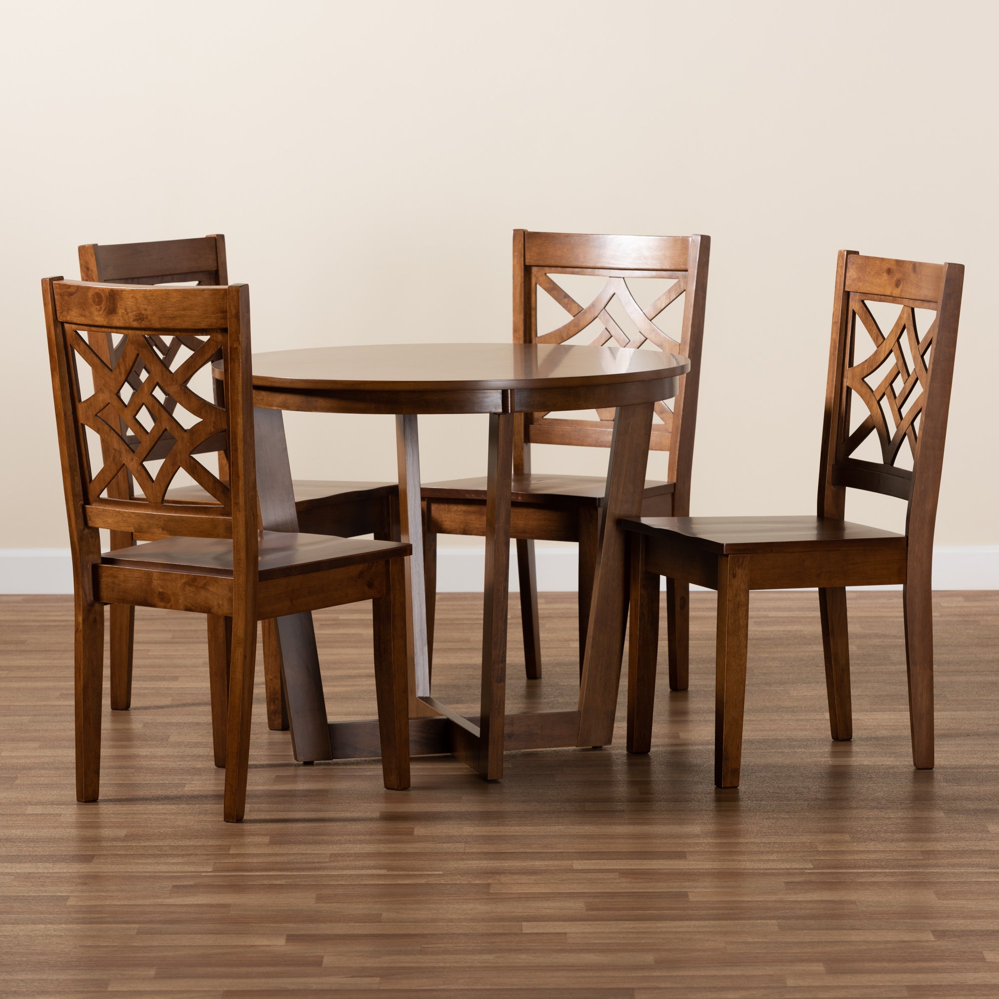 Baxton Studio Brava Modern and Contemporary Walnut Brown Finished Wood 5-Piece Dining Set