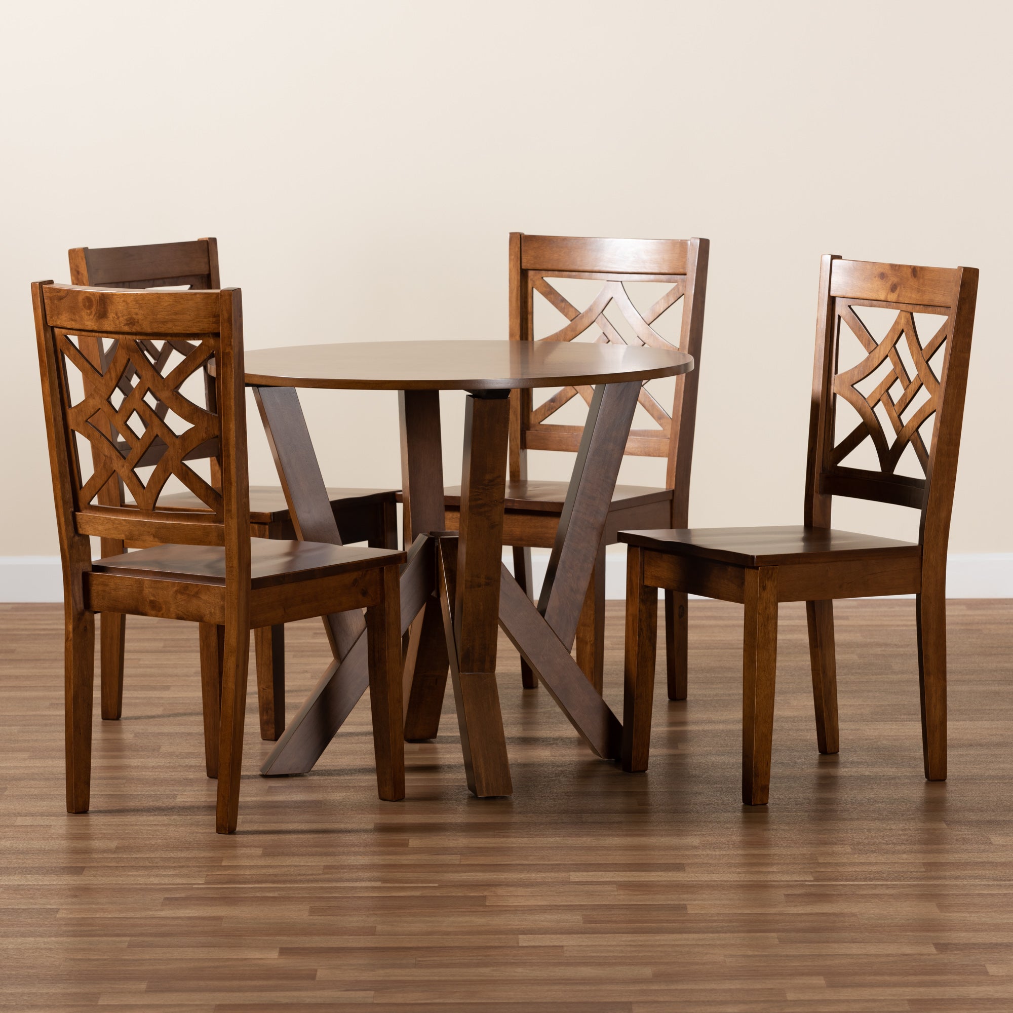 Baxton Studio Kaila Modern and Contemporary Walnut Brown Finished Wood 5-Piece Dining Set