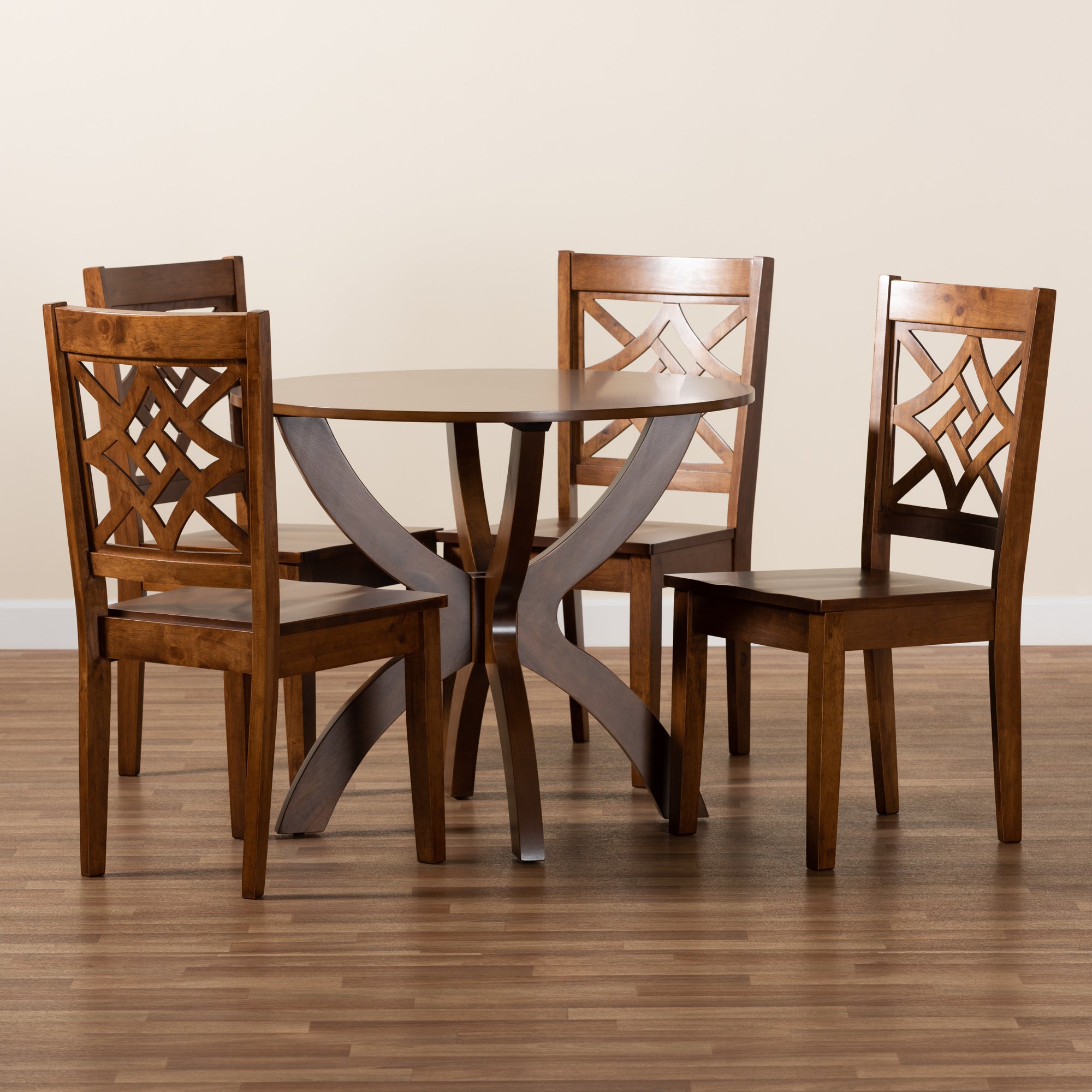Baxton Studio Anila Modern and Contemporary Walnut Brown Finished Wood 5-Piece Dining Set