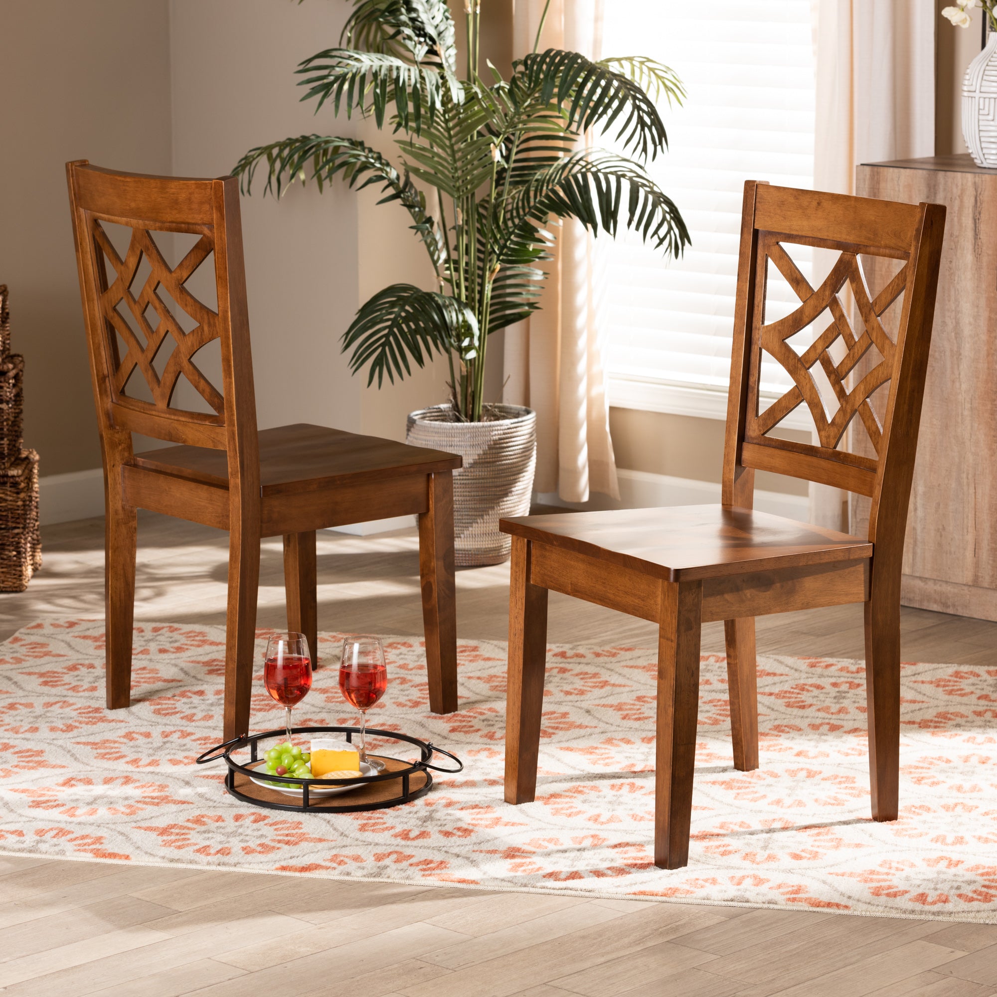 Baxton Studio Nicolette Modern and Contemporary Walnut Brown Finished Wood 2-Piece Dining Chair Set