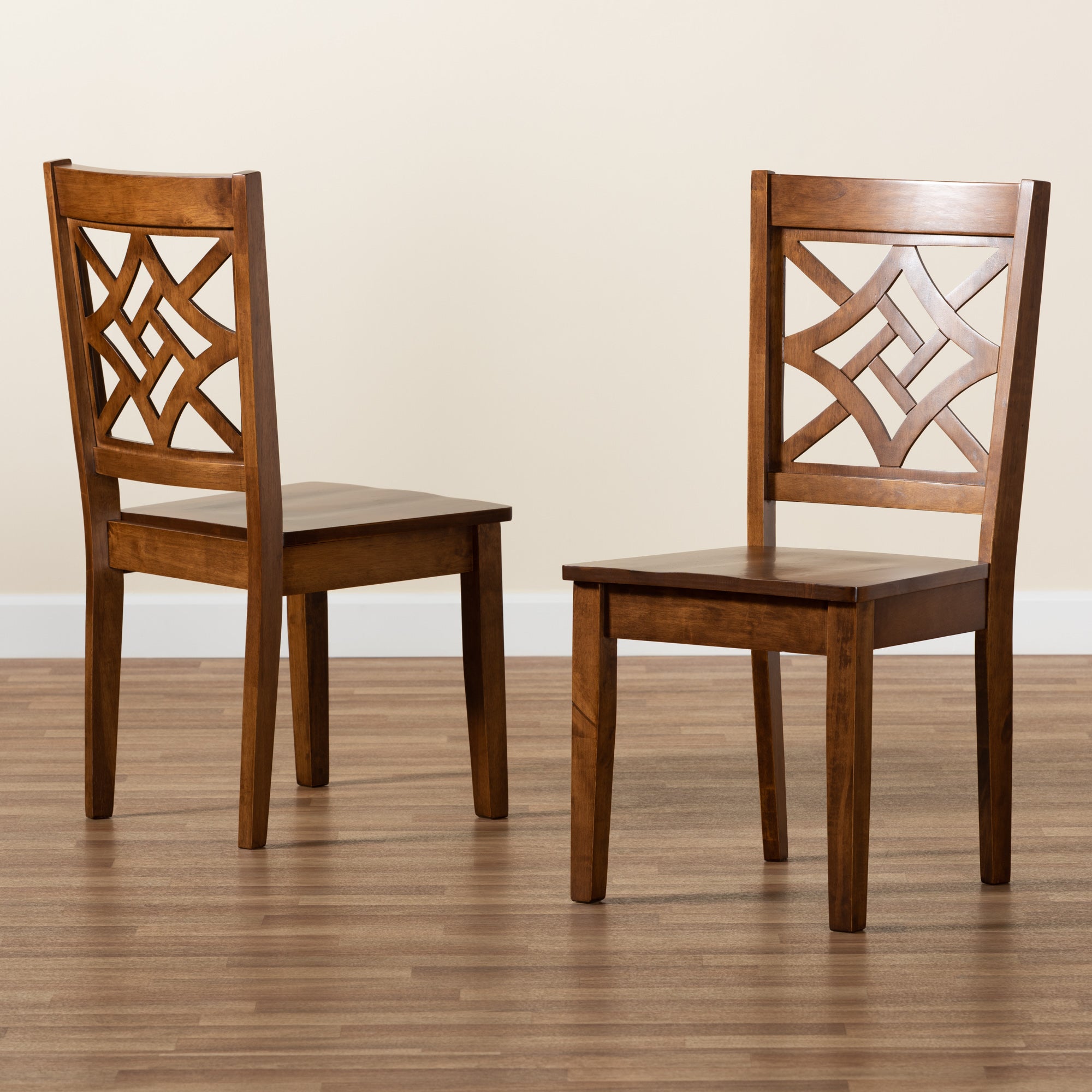 Baxton Studio Nicolette Modern and Contemporary Walnut Brown Finished Wood 2-Piece Dining Chair Set