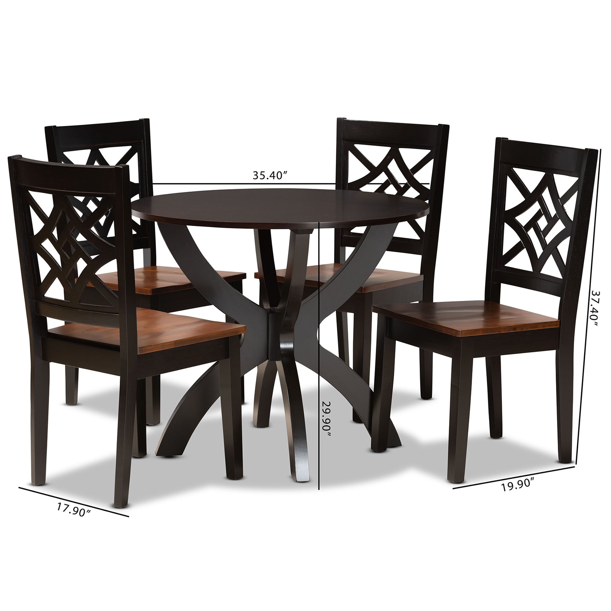 Baxton Studio Anila Modern and Contemporary Two-Tone Dark Brown and Walnut Brown Finished Wood 5-Piece Dining Set