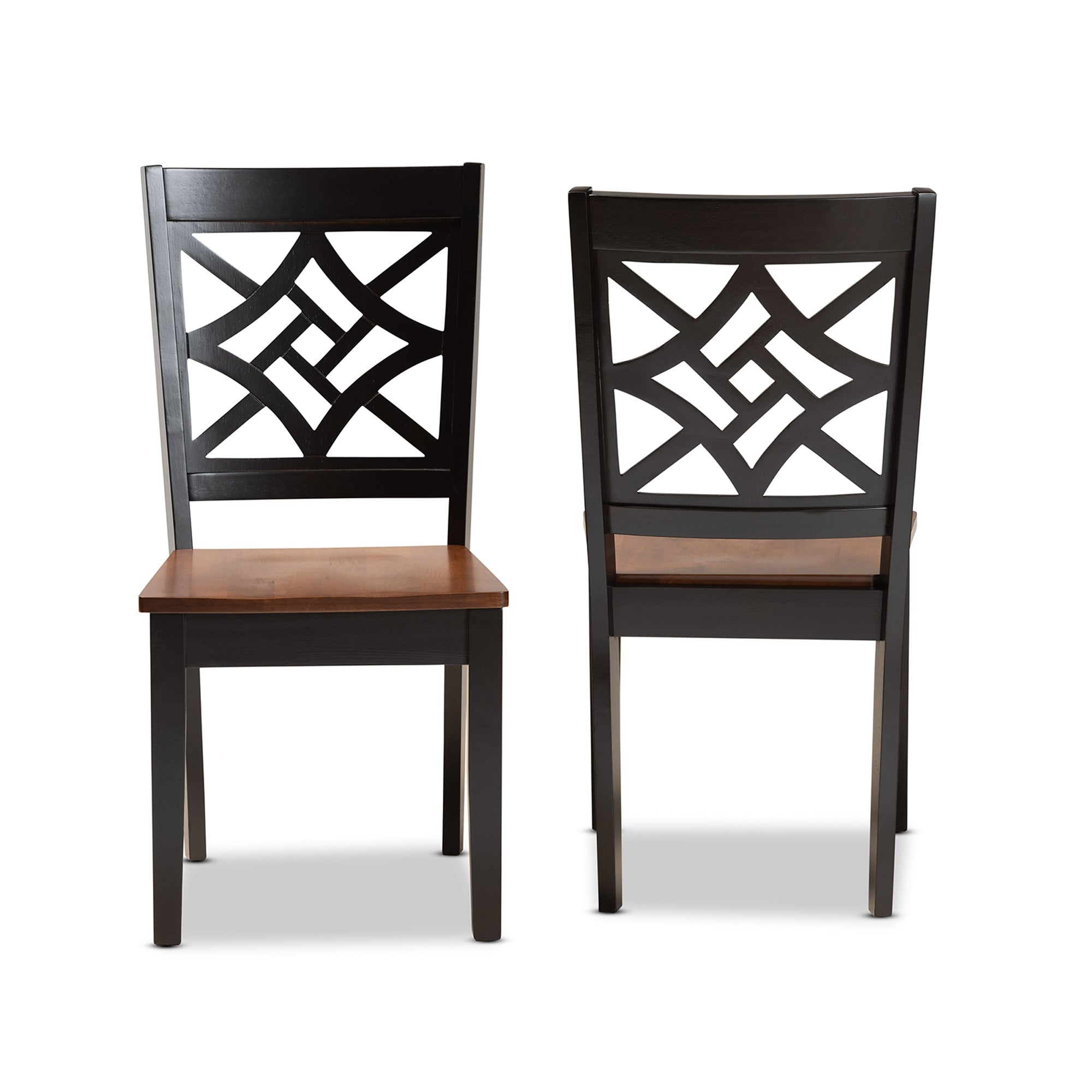 Baxton Studio Nicolette Modern and Contemporary Two-Tone Dark Brown and Walnut Brown Finished Wood 2-Piece Dining Chair Set