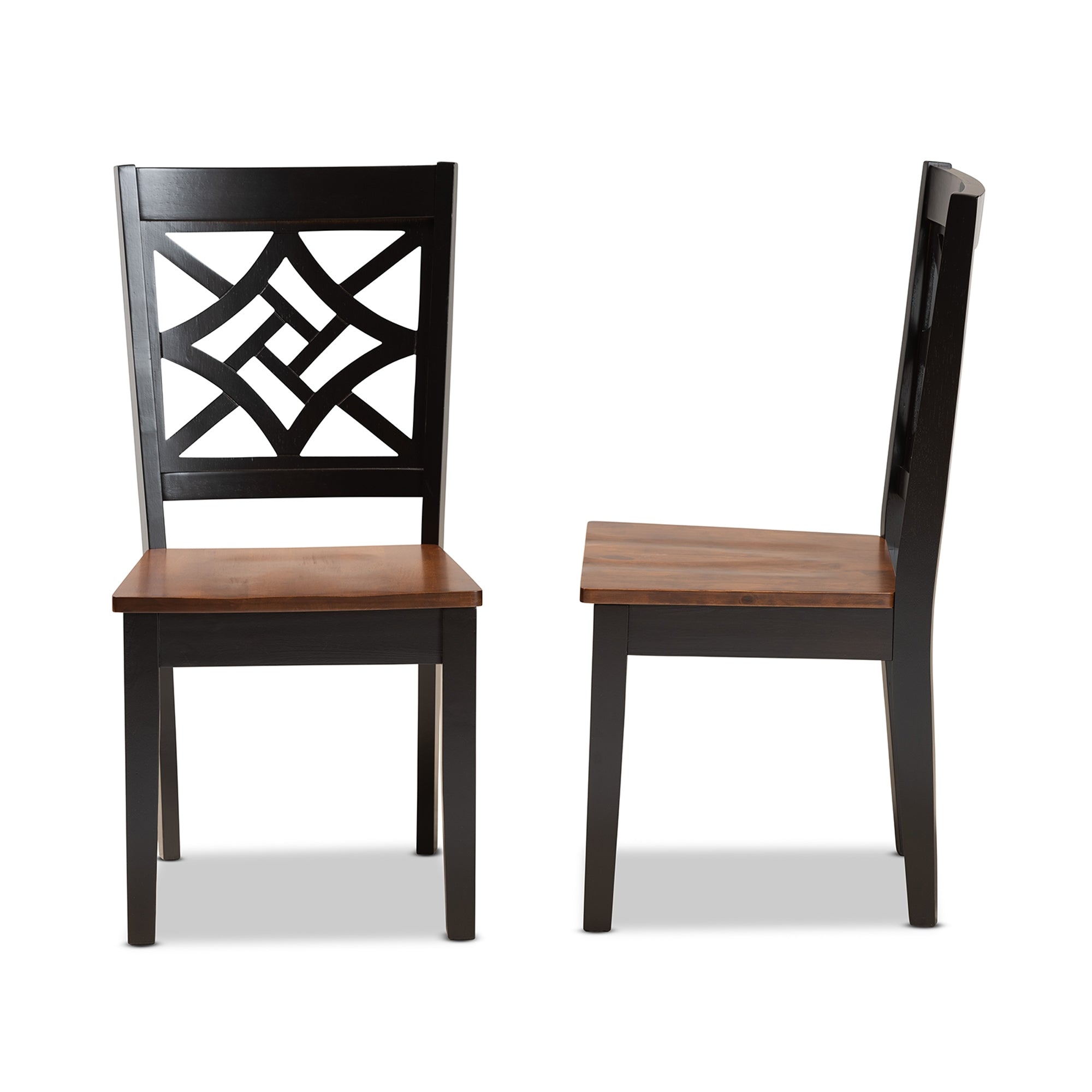 Baxton Studio Nicolette Modern and Contemporary Two-Tone Dark Brown and Walnut Brown Finished Wood 2-Piece Dining Chair Set