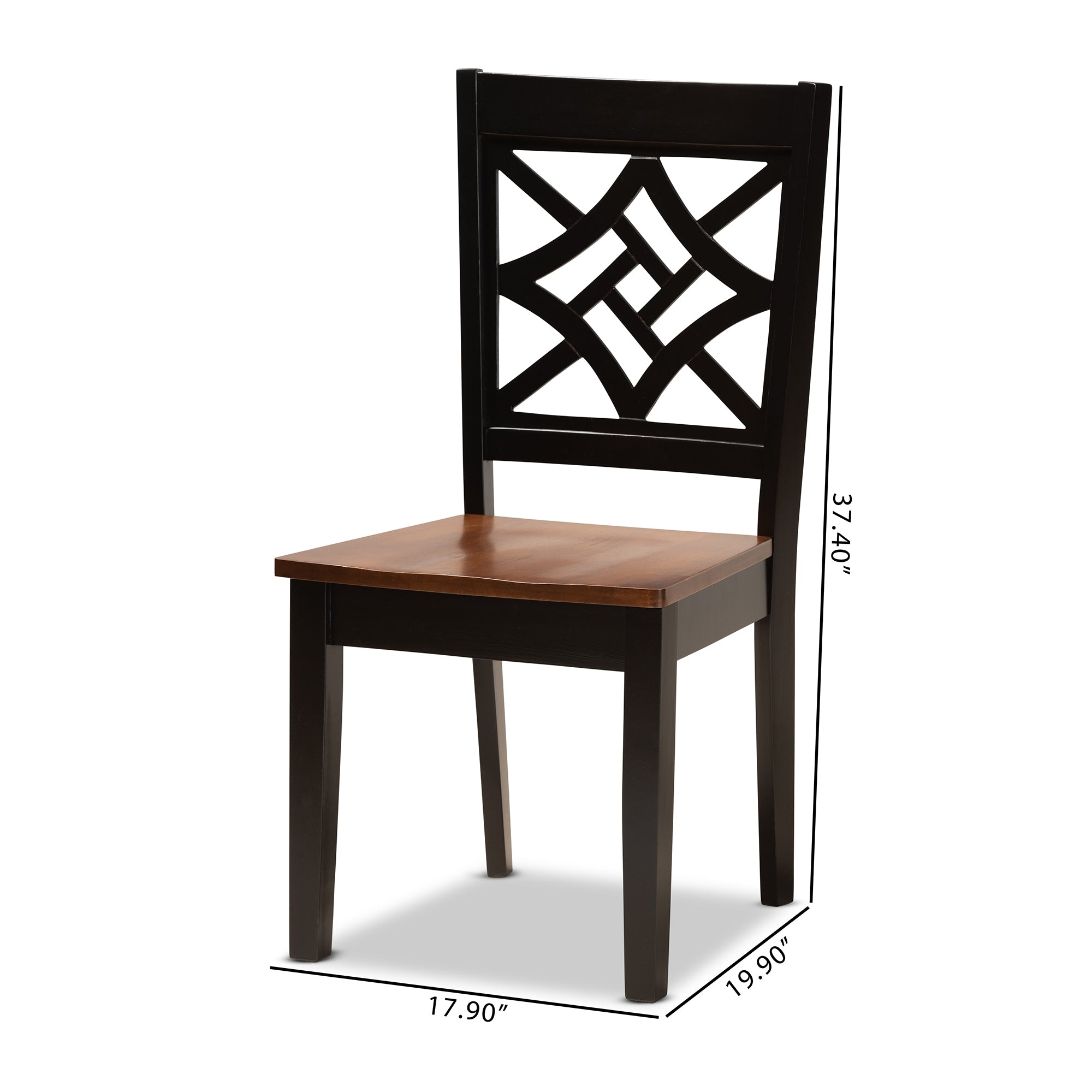 Baxton Studio Nicolette Modern and Contemporary Two-Tone Dark Brown and Walnut Brown Finished Wood 2-Piece Dining Chair Set
