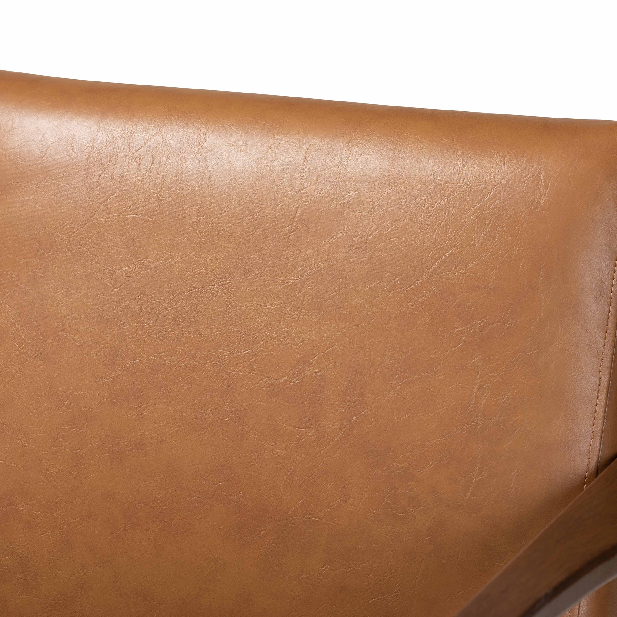Baxton Studio Bianca Mid-Century Modern Walnut Brown Finished Wood and Tan Faux Leather Effect 2-Piece Lounge chair and Ottoman Set