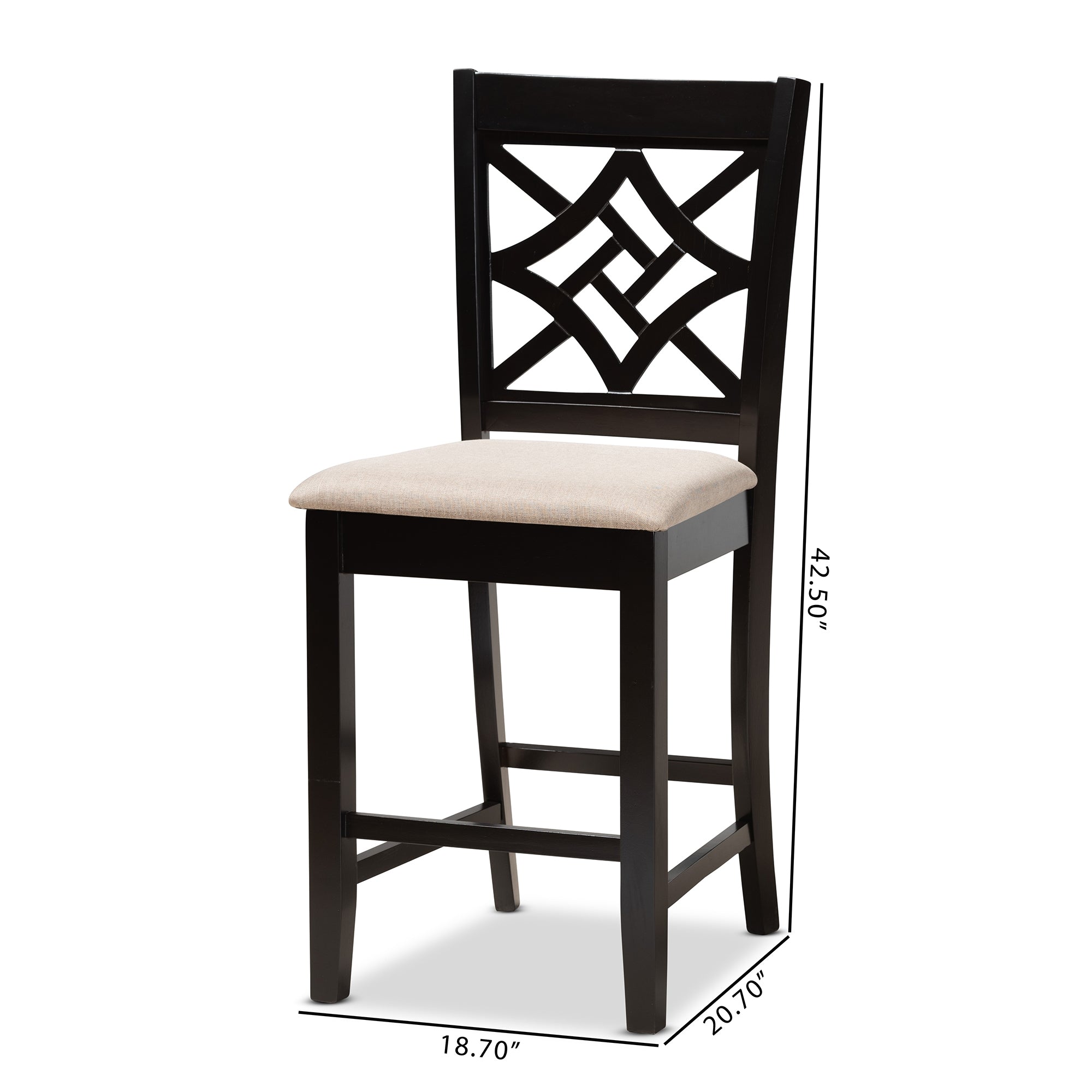 Baxton Studio Nicolette Modern and Contemporary Sand Fabric Upholstered and Dark Brown Finished Wood 2-Piece Counter Stool Set