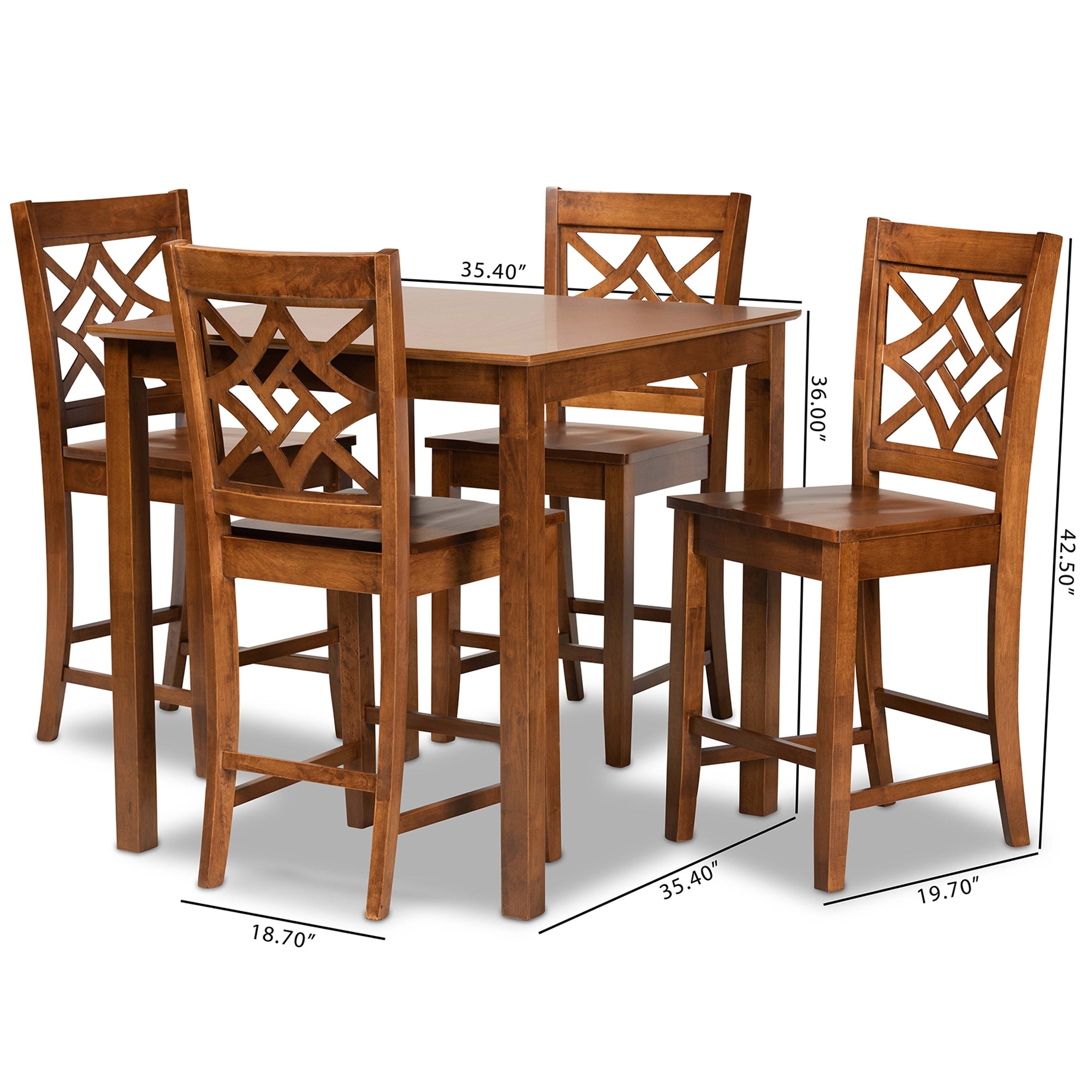 Baxton Studio Nicolette Modern and Contemporary Walnut Brown Finished Wood 5-Piece Pub Set