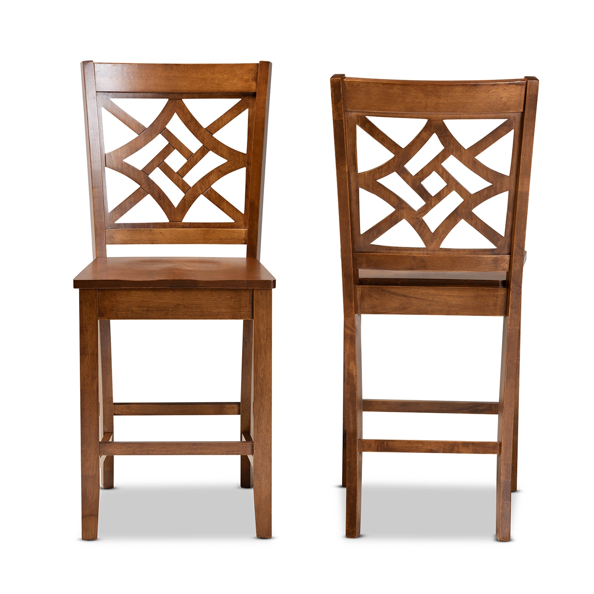 Baxton Studio Nicolette Modern and Contemporary Transitional Walnut Brown Finished Wood 2-Piece Counter Stool Set