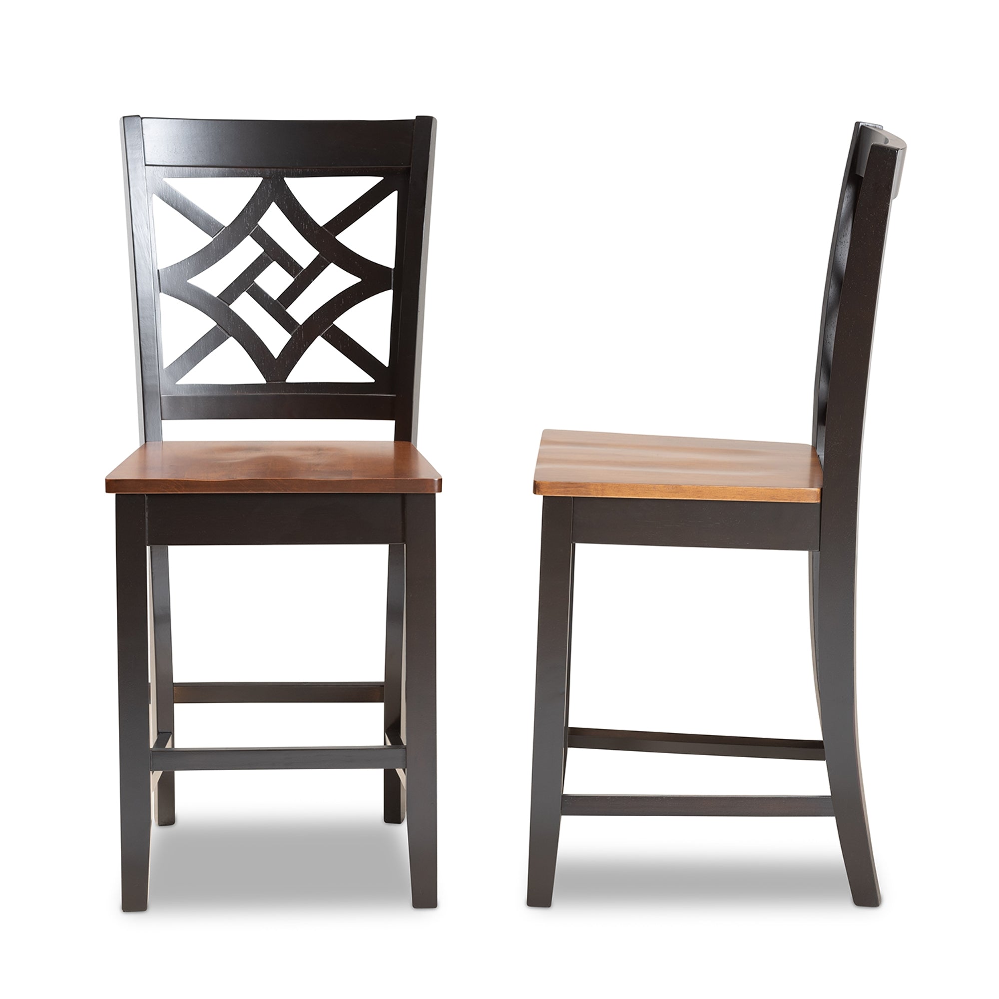 Baxton Studio Nicolette Modern and Contemporary Two-Tone Dark Brown and Walnut Brown Finished Wood 2-Piece Counter Stool Set