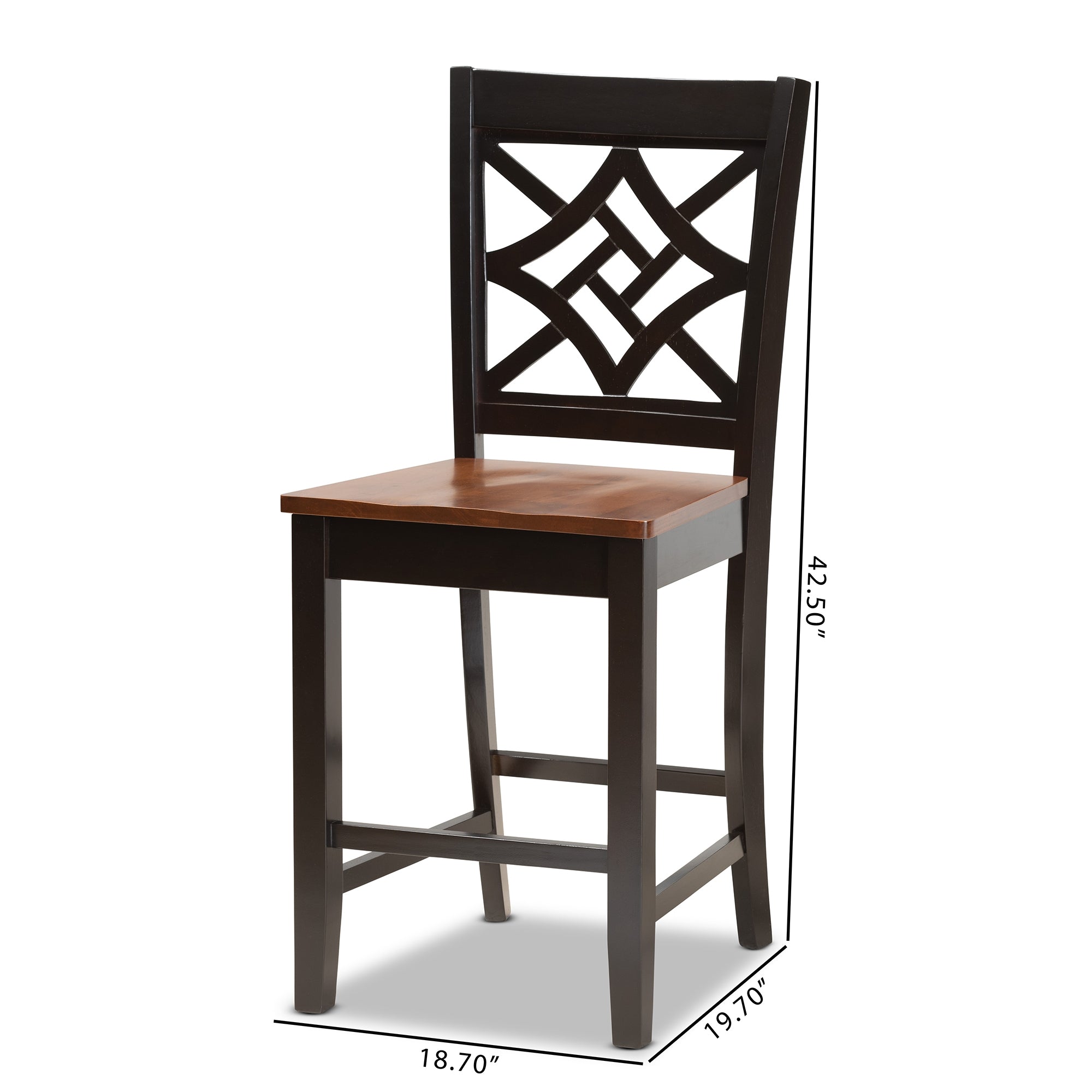 Baxton Studio Nicolette Modern and Contemporary Two-Tone Dark Brown and Walnut Brown Finished Wood 2-Piece Counter Stool Set