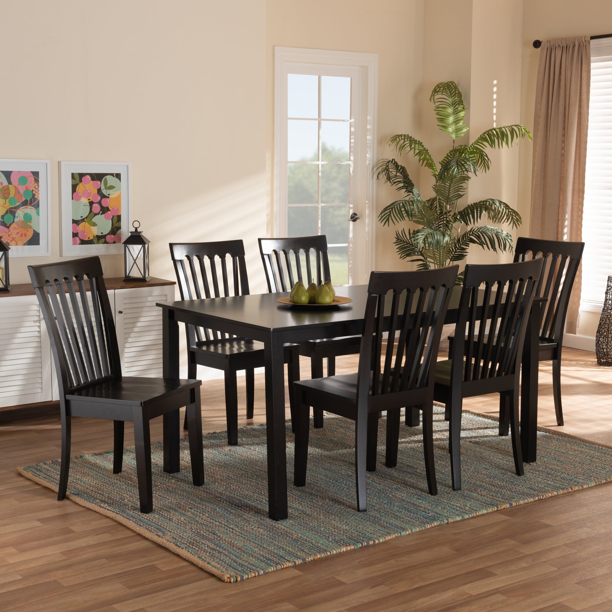 Baxton Studio Erion Modern and Contemporary Dark Brown Finished Wood 7-Piece Dining Set