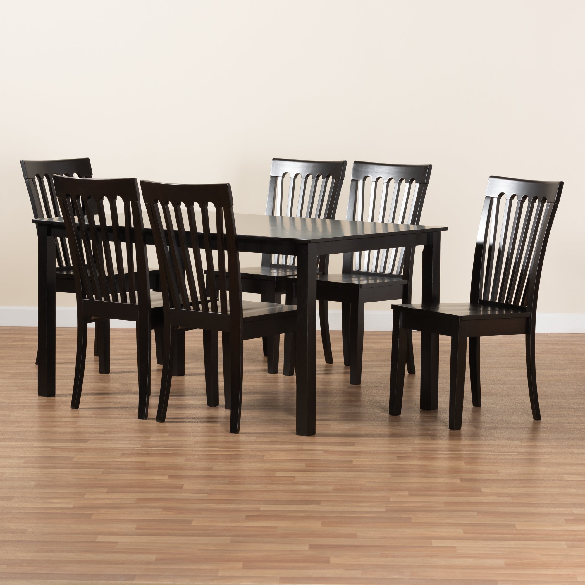 Baxton Studio Erion Modern and Contemporary Dark Brown Finished Wood 7-Piece Dining Set